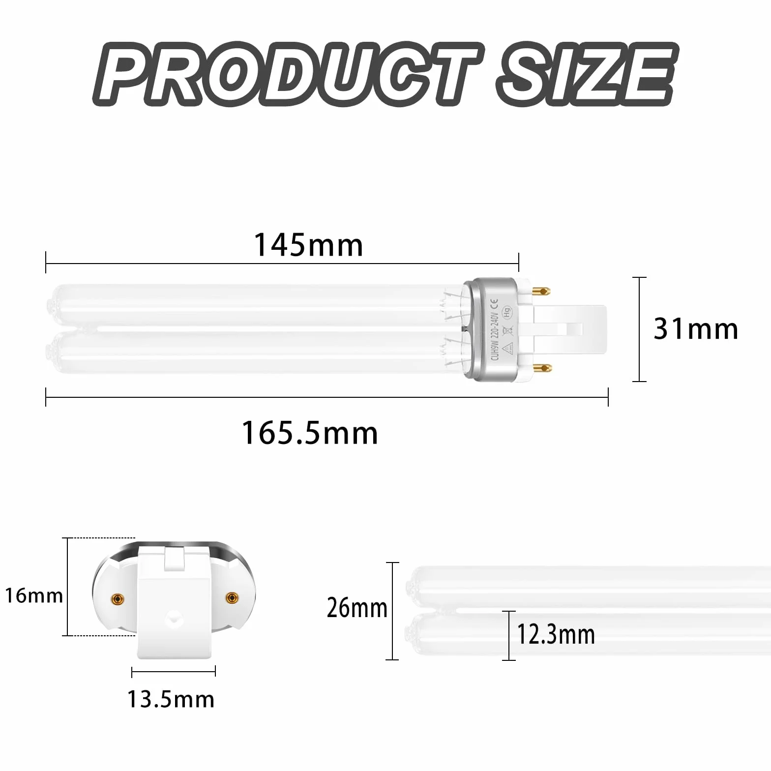 Lampa do dezynfekcji UV 9W G23, kompaktowa żarówka UVC do stawów parkowych i rybnych