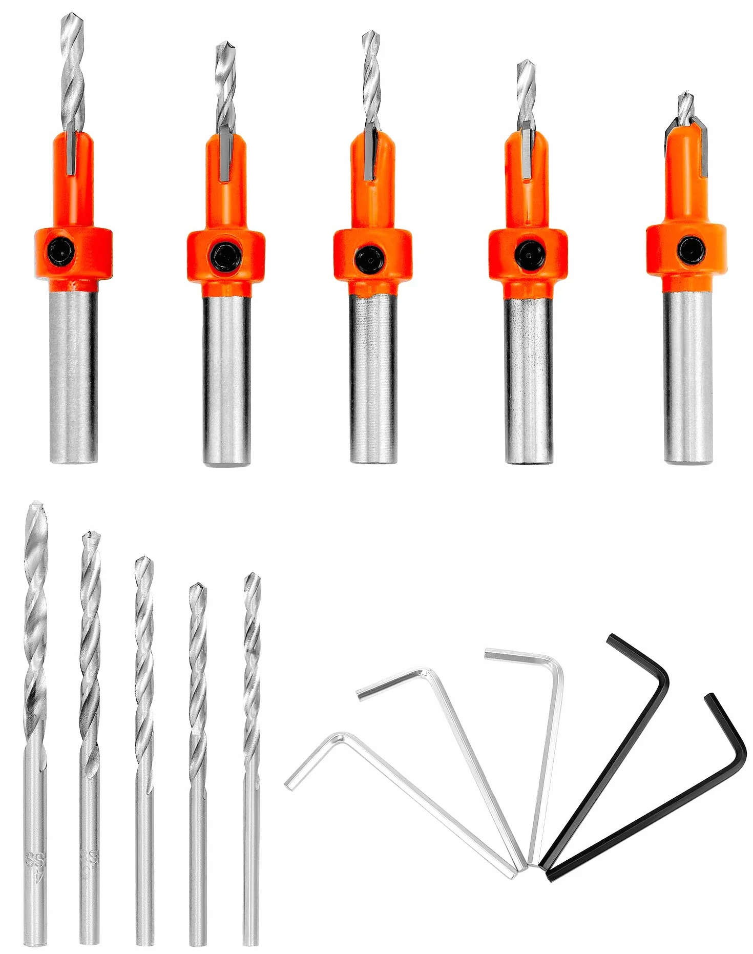 QWORK 5 sztuk zestaw wierteł pogłębiających z wymiennymi wiertłami 8 mm