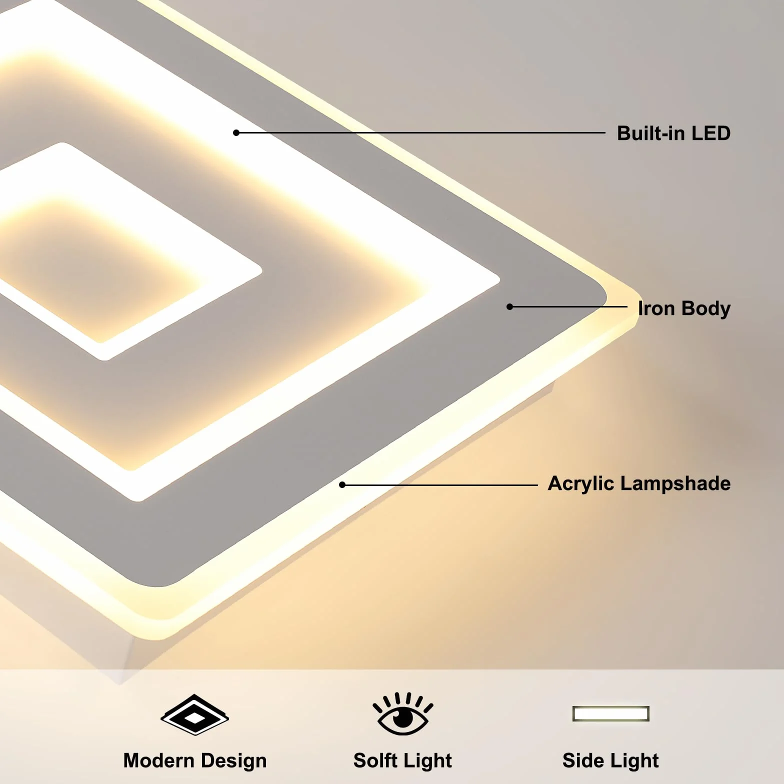 Comely Lampa Sufitowa LED 42W 4725LM 30cm 3000K Białe Akrylowe