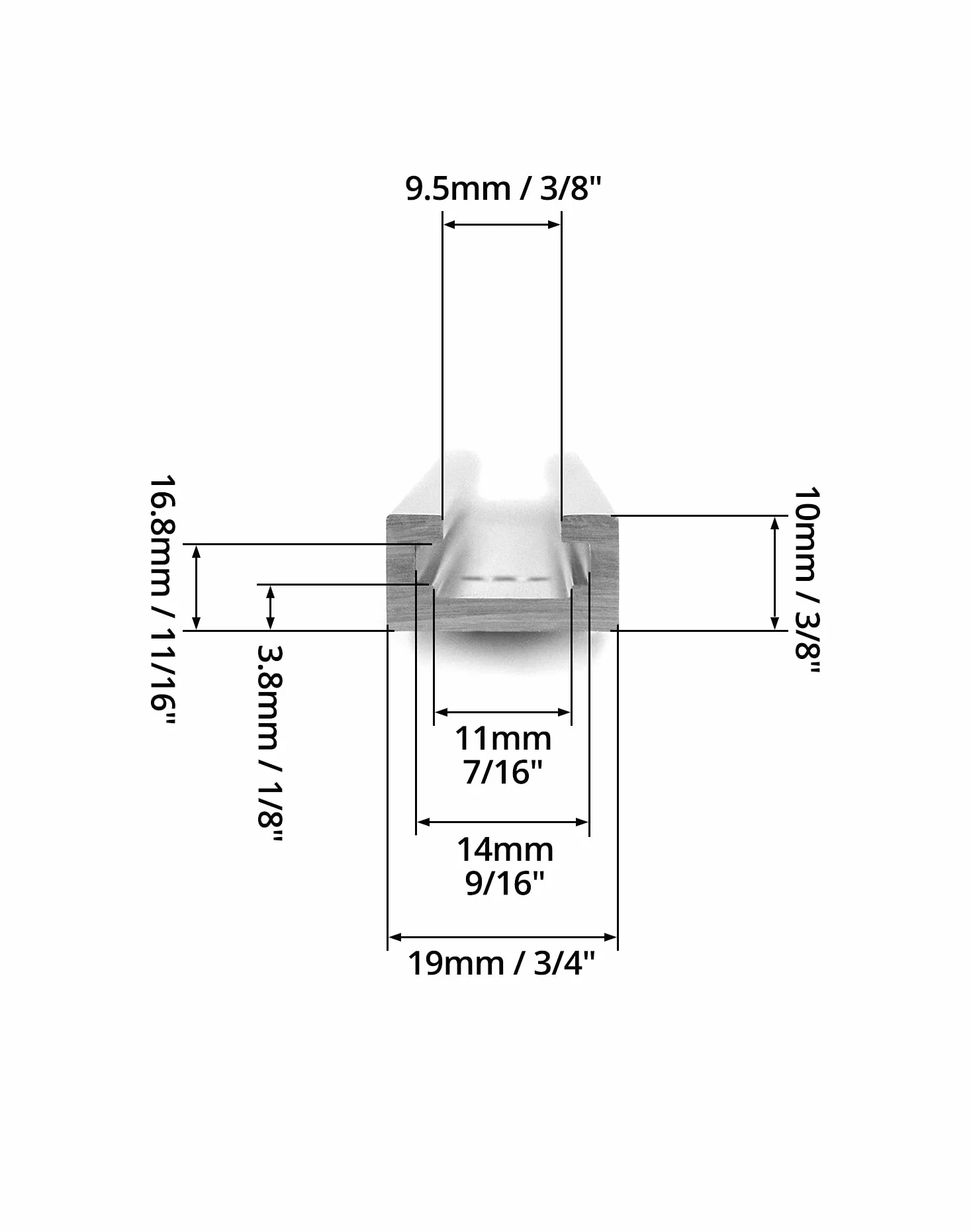 QWORK 300mm T-rail T-slot szyna ukośna aluminiowa double track 19 x 10 mm 2 sztuki