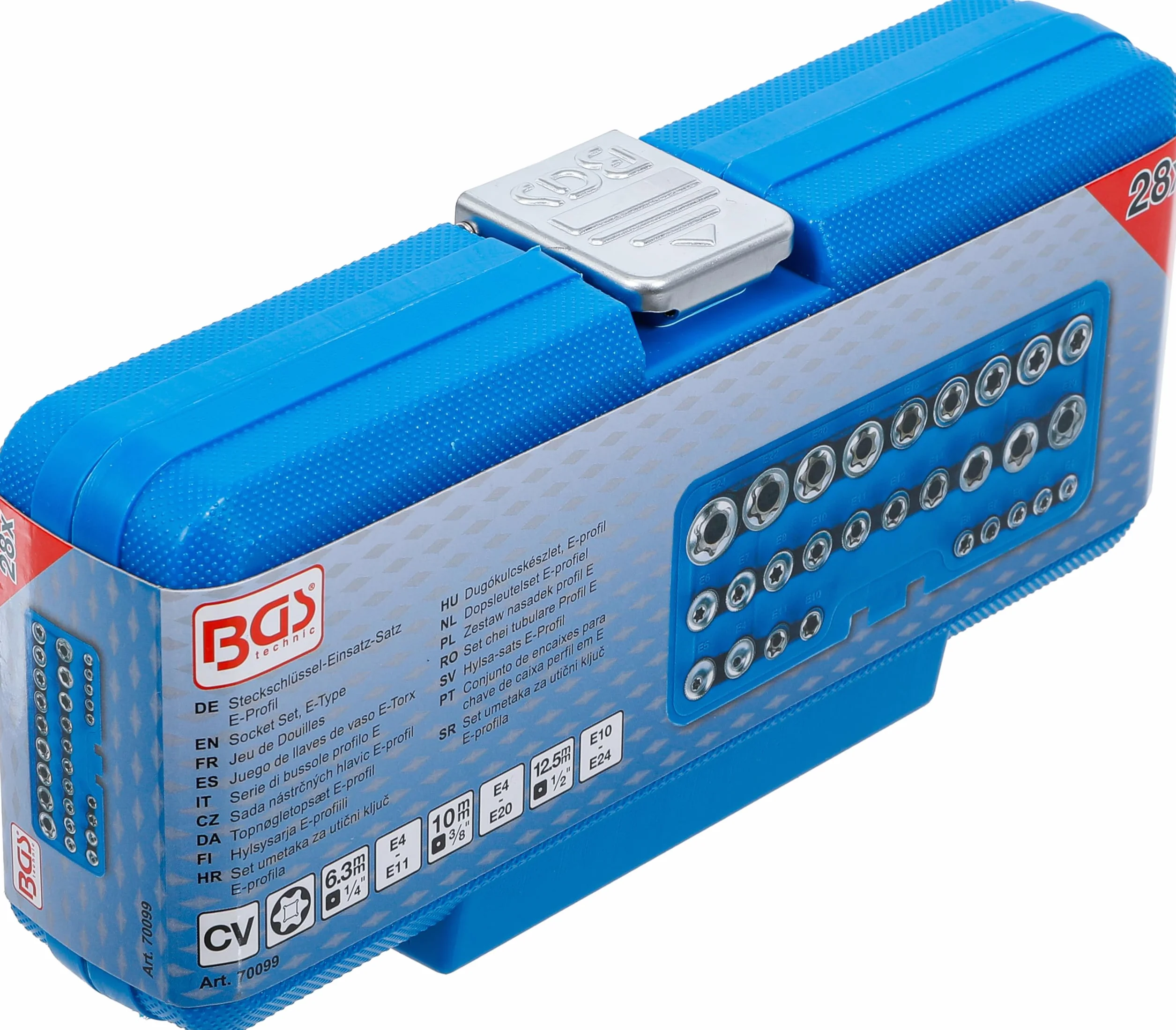 BGS 70099 Zestaw nasadek profil E 6,3 mm (1/4") 12,5 mm (1/2") E4-E24 28 szt.
