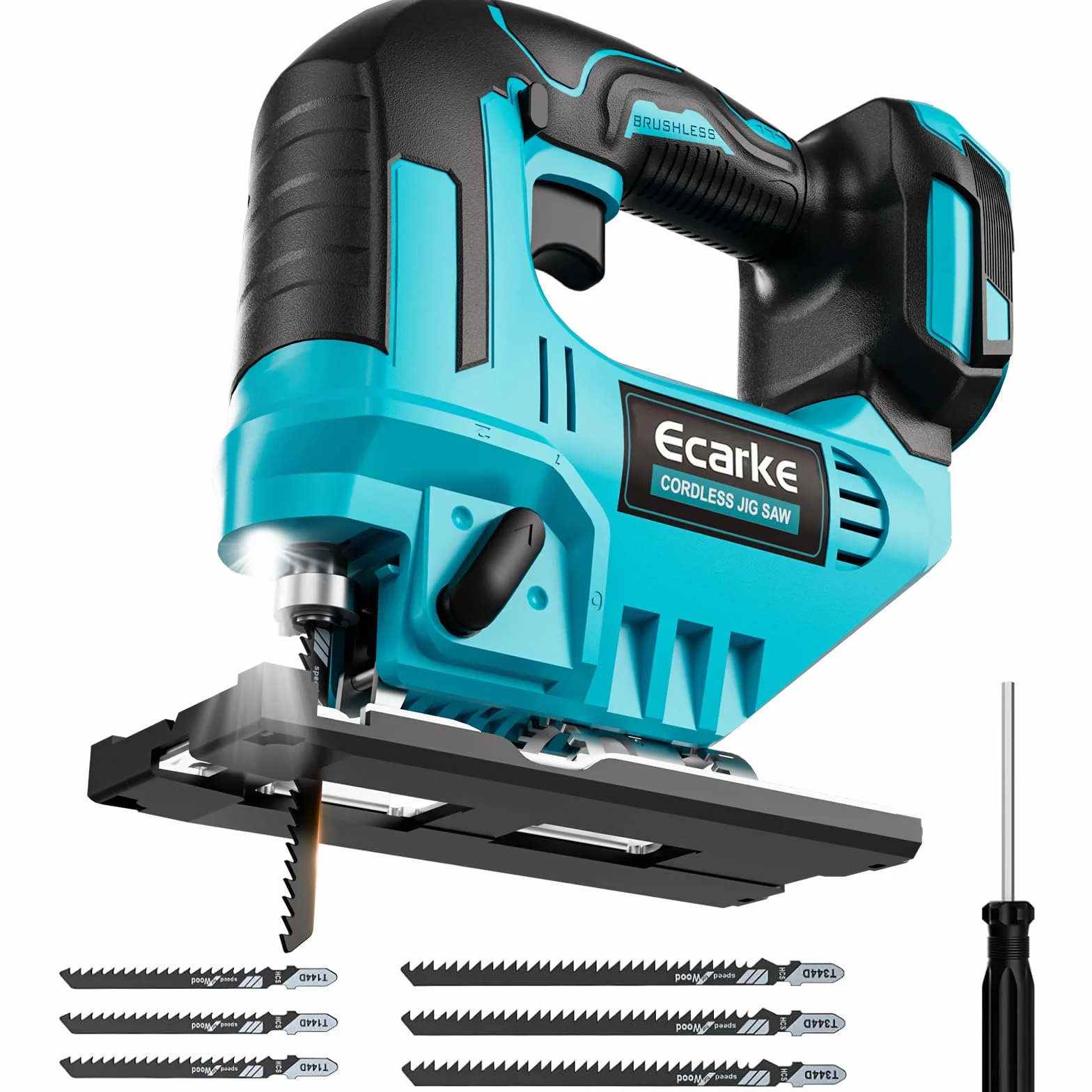 Ecarke Wyrzynarka akumulatorowa 750 W kompatybilna z Makita 18 V 6 brzeszczotów szybkie mocowanie