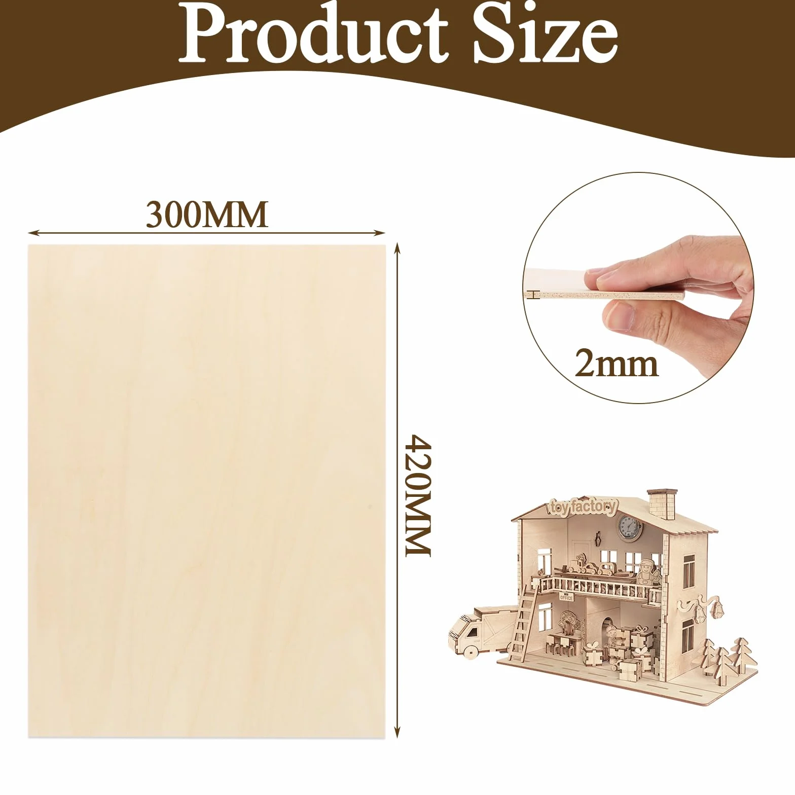 Sklejka A3 2 mm 420 x 300 mm drewno lipowe 15 sztuk do DIY obróbki laserowej modelarstwa