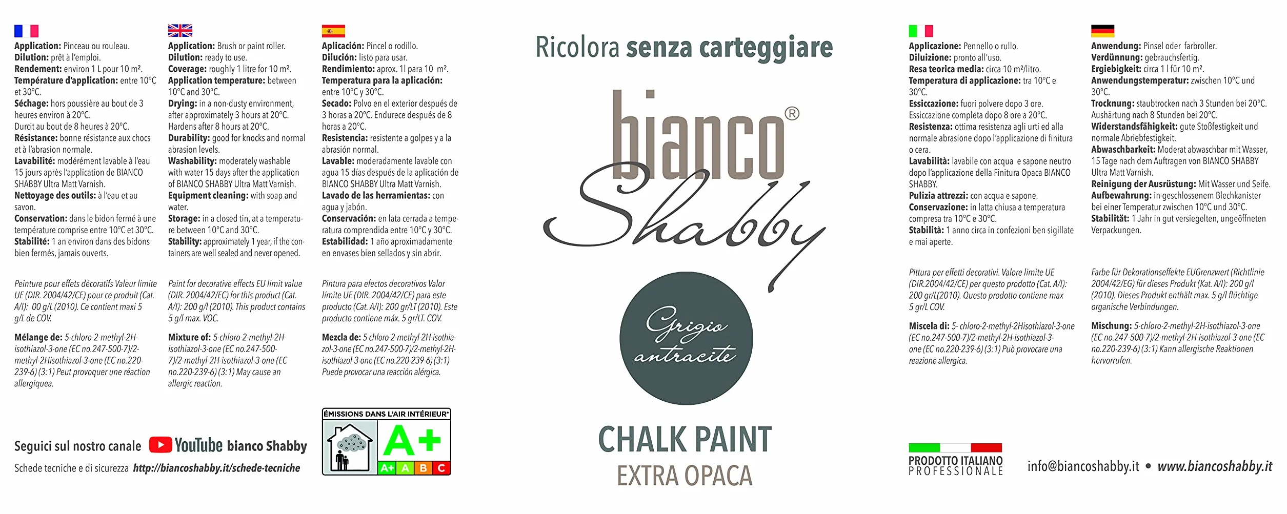 CHALK PAINT Szary Antracyt Vintage Shabby Chic Farba do mebli i ścian EXTRA MATOWY (500 ml)