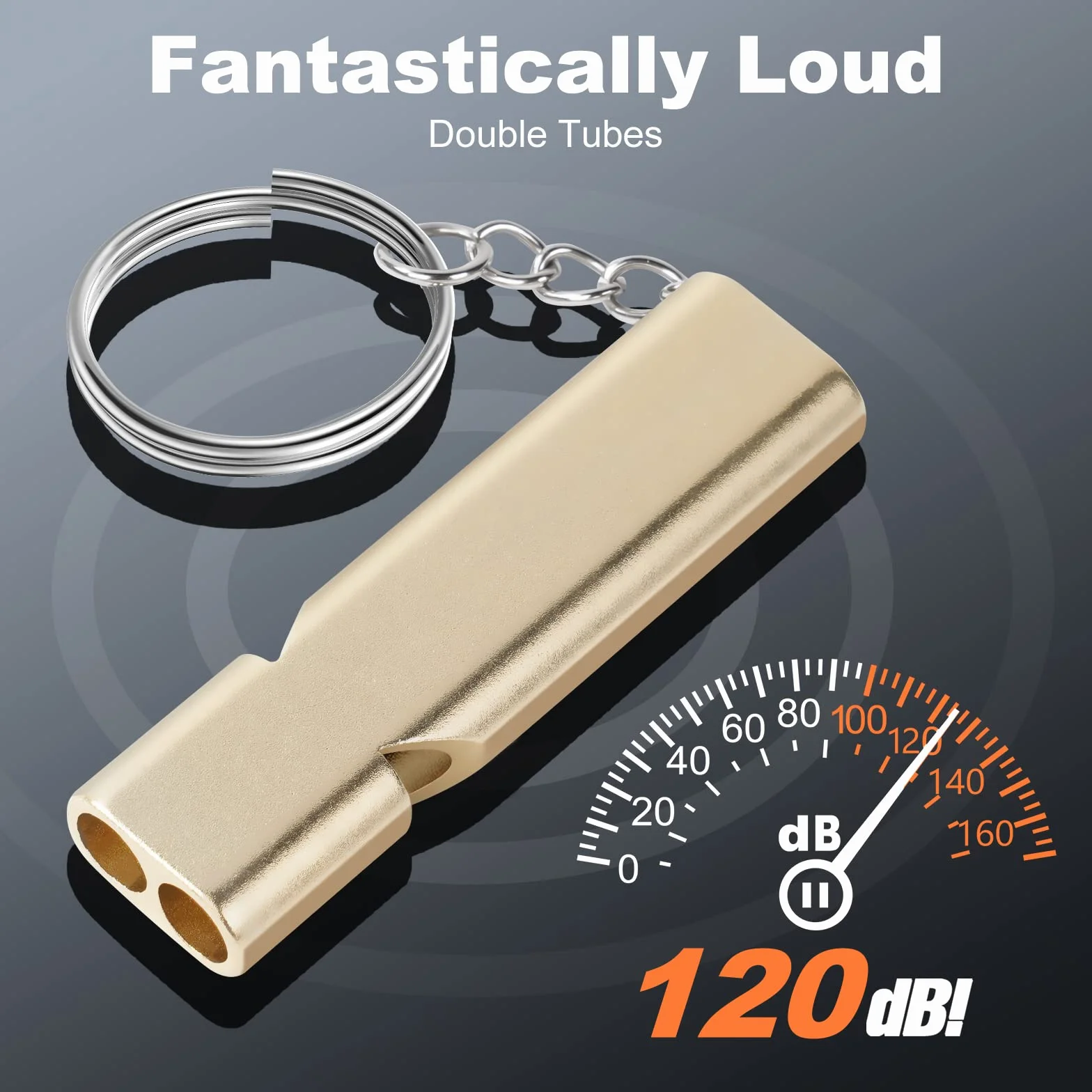 flintronic Gwizdek ratunkowy, metalowy gwizdek bezpieczeństwa, gwizdek sygnalizacyjny z breloczkiem do kluczy, na kemping, do survivalu, w sytuacjach awaryjnych, podczas treningu, na zawody – złoty/srebrny/czarny