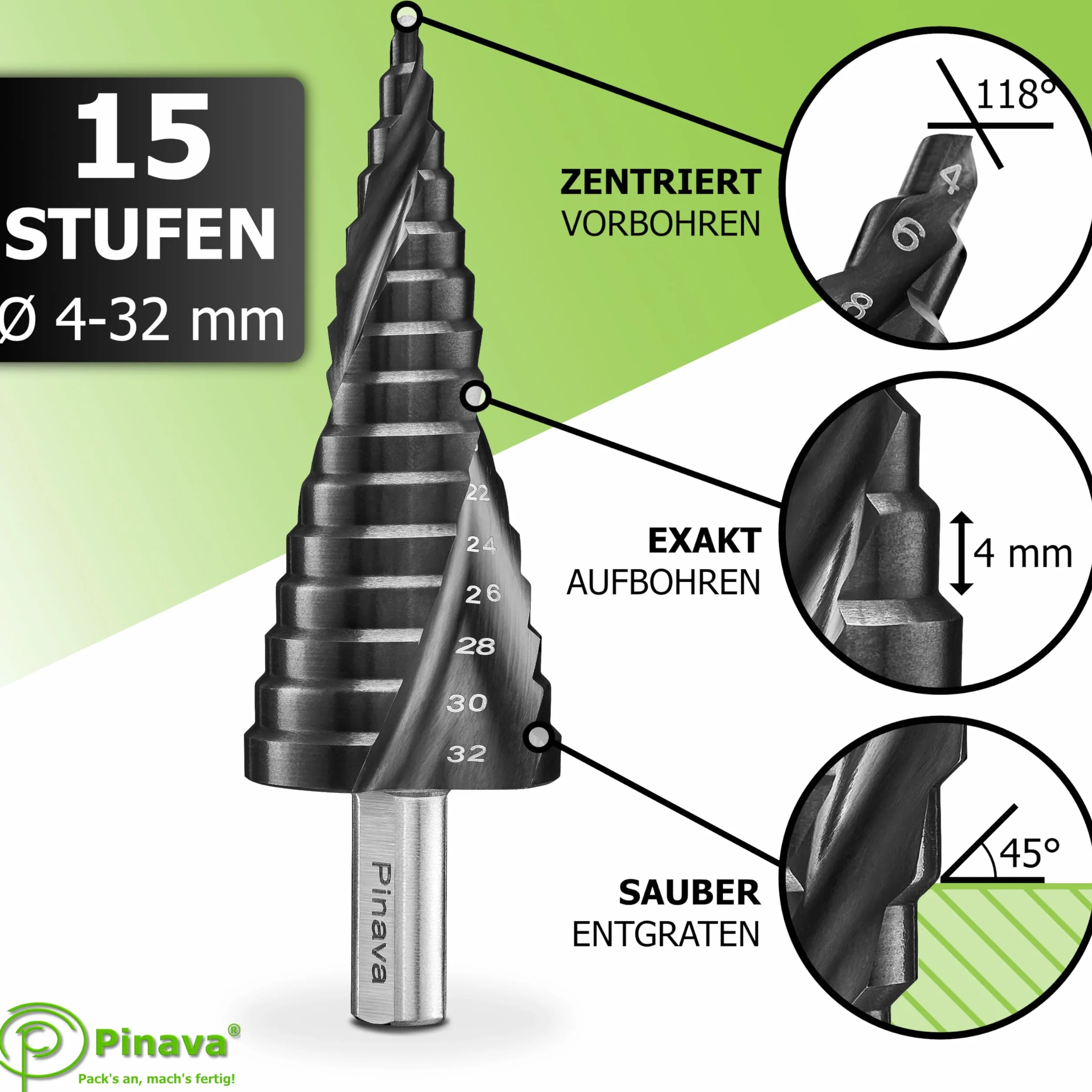Pinava Wiertło stopniowe HSS Cobalt Pro TiAIN do stali nierdzewnej metalu drewna tworzywa sztucznego