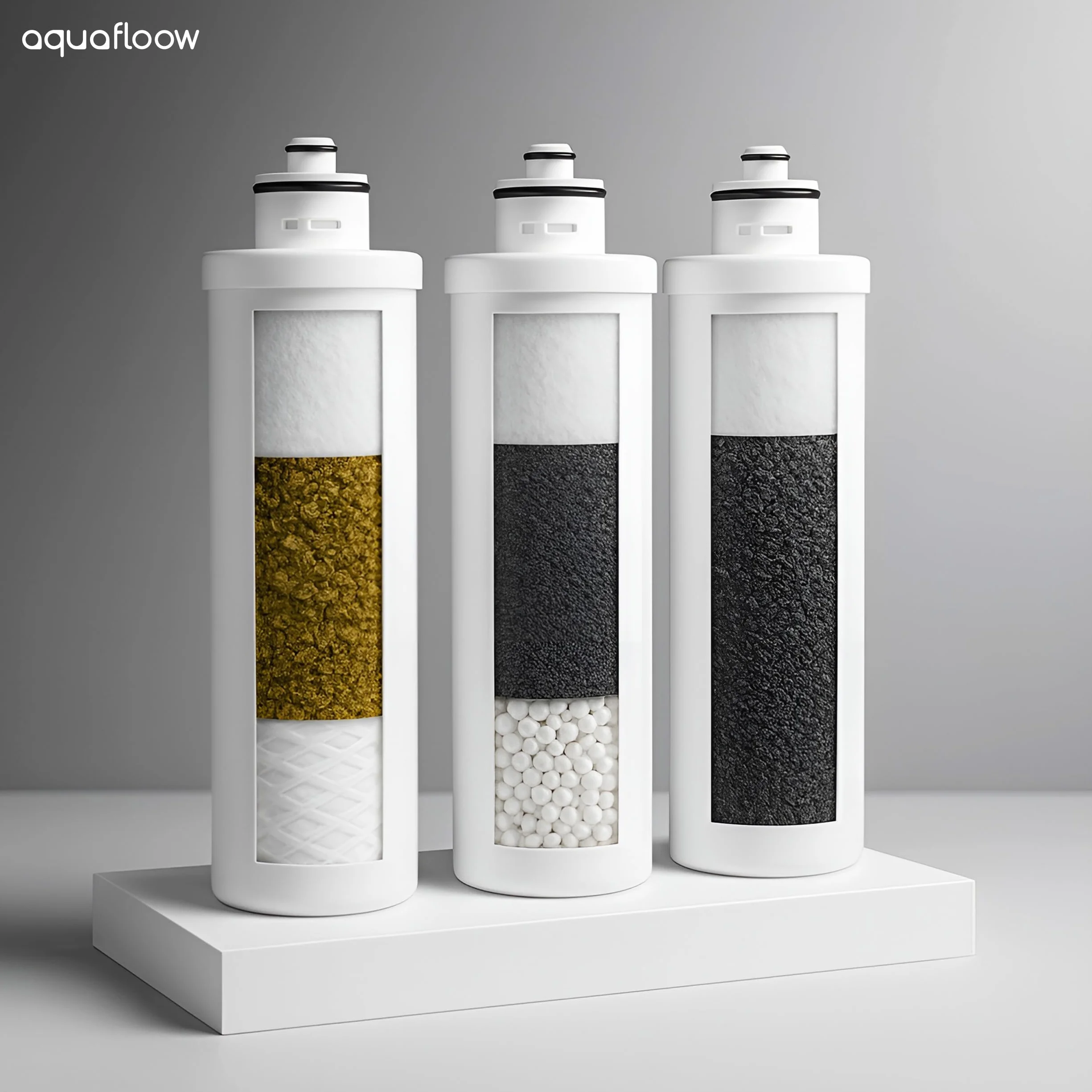 Aquafloow 3-etapowy filtr do wody pitnej pod zlew z timerem, usuwa 99,99% ołowiu, chloru, chloraminy