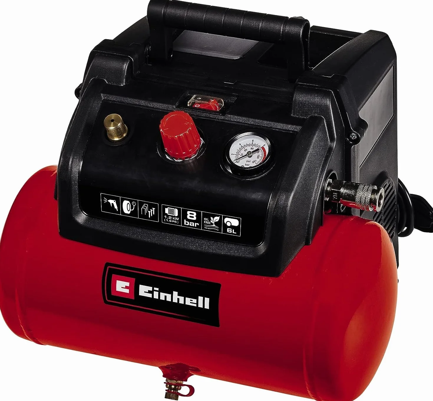 Sprężarka Einhell TC-AC 190/6/8 1,2 kW 8 bar 190 l/min 6 l zbiornik bezolejowa