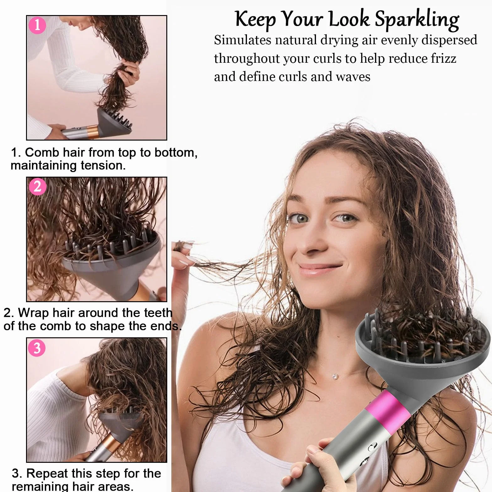 Dyfuzor nakładki do Dyson Airwrap Styler HS05 HS03 HS01, przekształcalne do Airwrap Styler w suszarkę do włosów, dysza dyfuzora, nasadka do suszarki do włosów