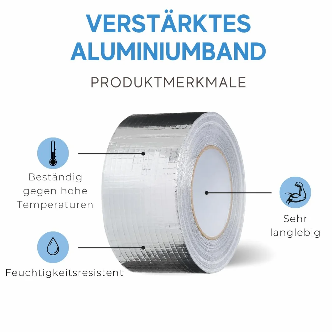 Wzmocniona taśma aluminiowa odporna na wysokie temperatury i wodoodporna, do naprawy powierzchni metalowych, paroizolacji, izolacji (48 mm/45 m)