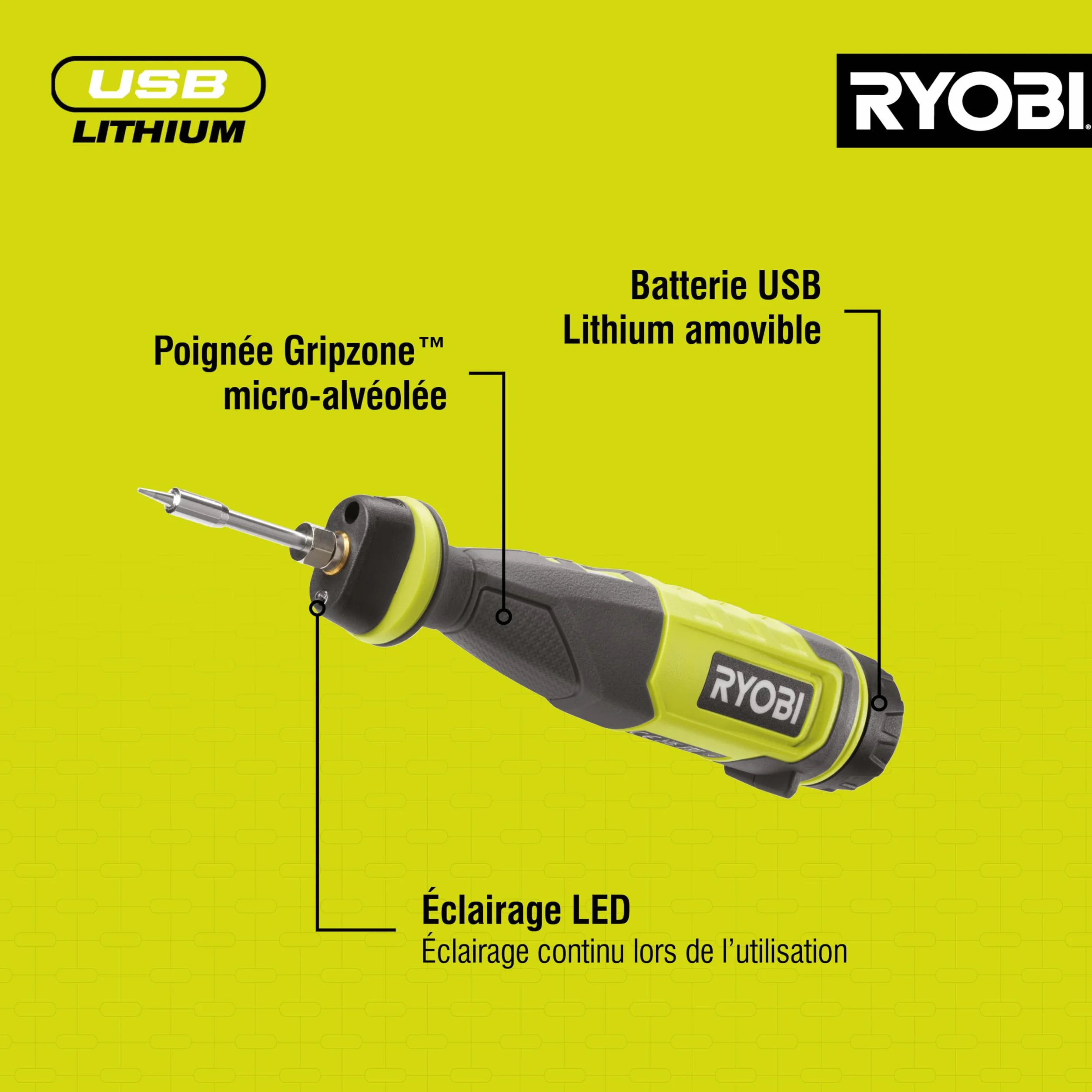 RYOBI Lutownica litowa 4V USB 480° RSI4-0