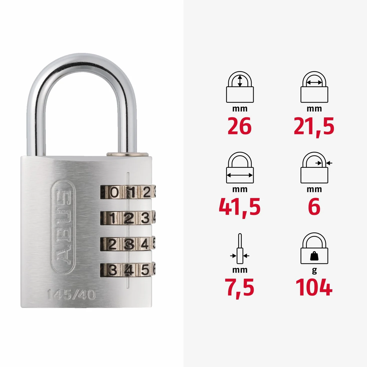 Abus Ab145/40 Kłódka z Zamkiem Szyfrowym Niebieski 2 x 5 x 10 cm
