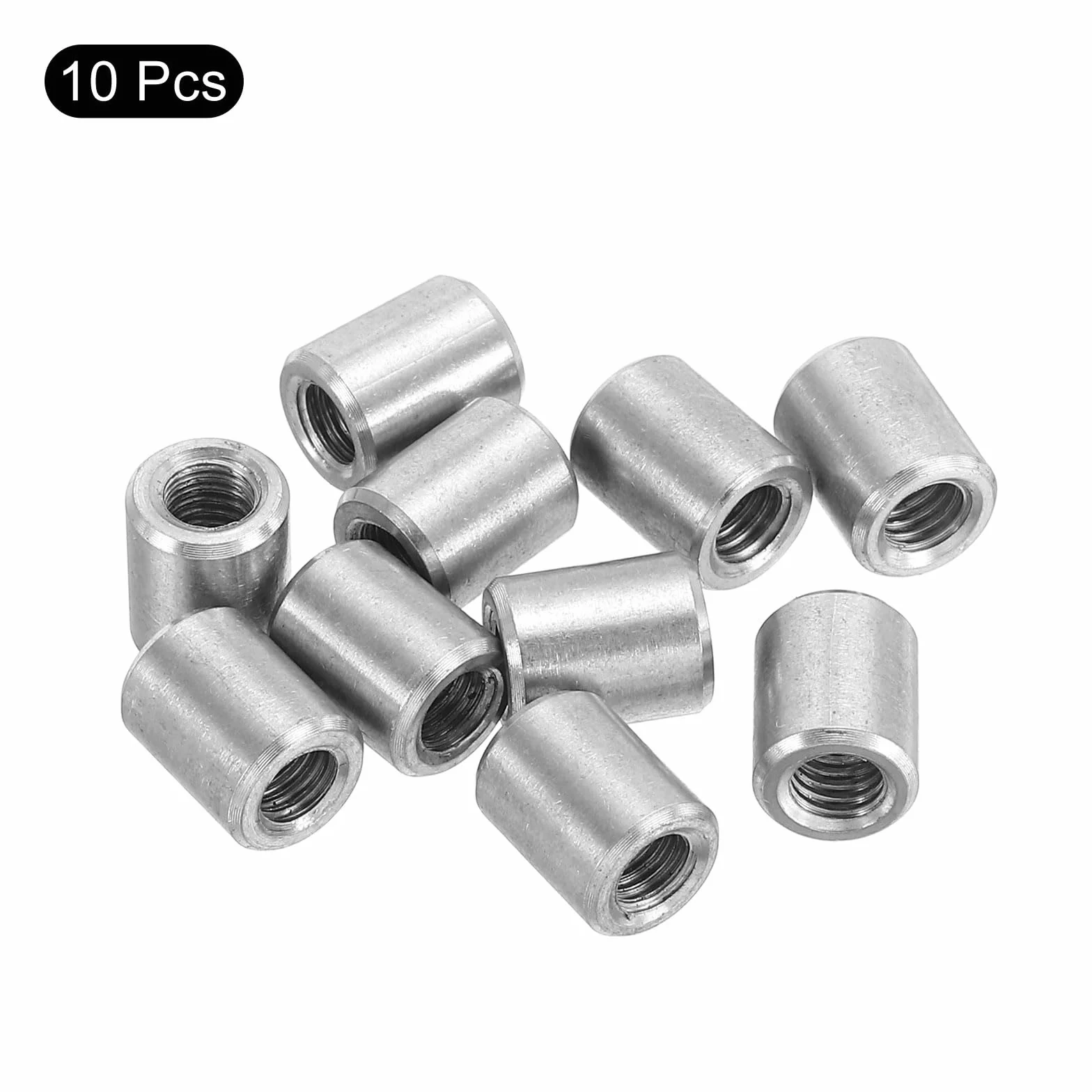 QUARKZMAN 10 sztuk okrągłych nakrętek łączących M5, nakrętka łącząca ze stali nierdzewnej 304 o długości 10 mm / 0,39 ", nakrętka kołka, tuleja, długość wspornika nakrętki pręta M5 x 10 x 8 mm