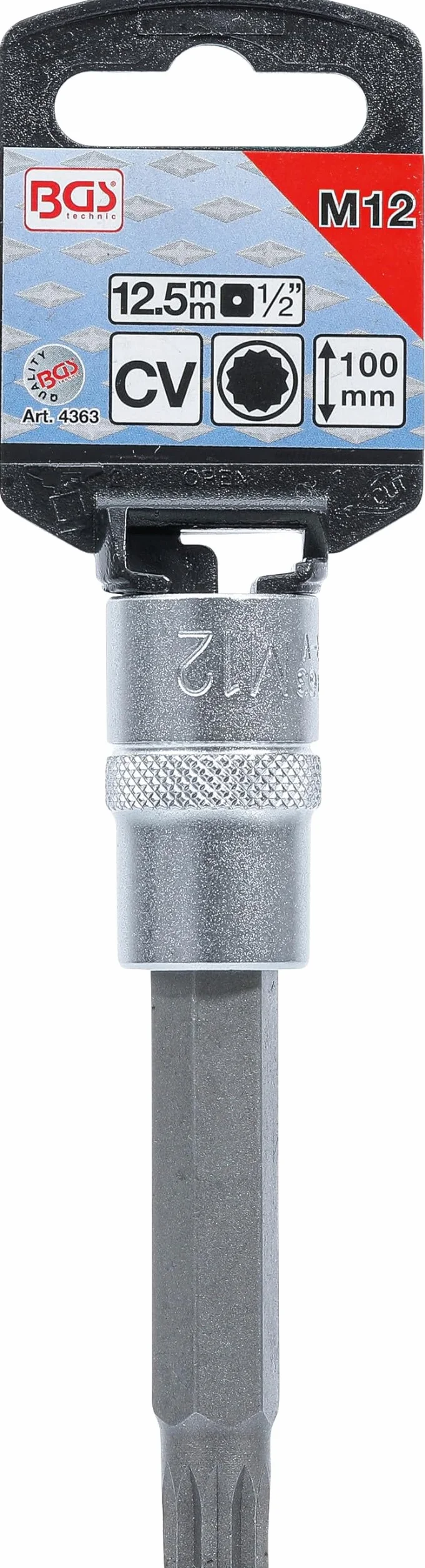 BGS 4363 Nasadka do bitów 12,5 mm (1/2") długość 100 mm gniazdo wielokątne M12