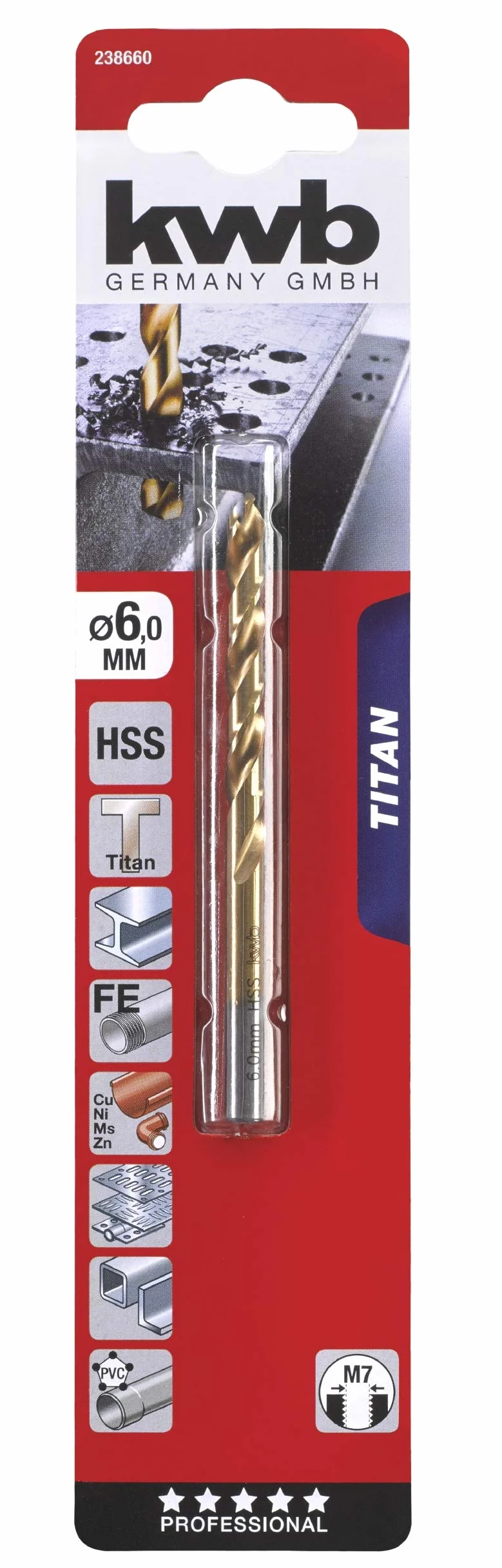 KWB Wiertło do metalu HSS TiN DIN 338 tytan
