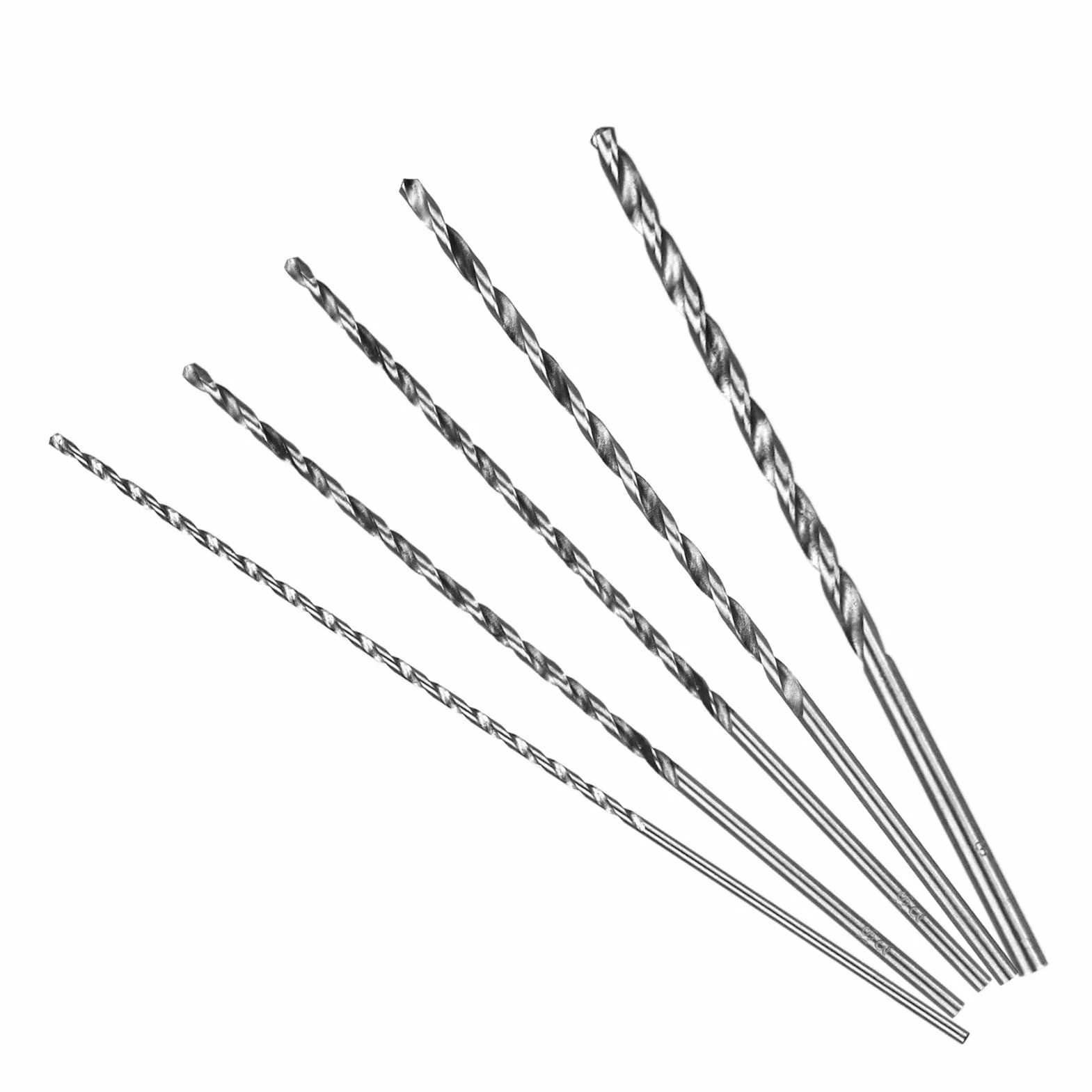 Wiertła ekstra długie 2-5 mm 150 mm HSS spiralne do drewna i metalu prosty trzpień 5 sztuk