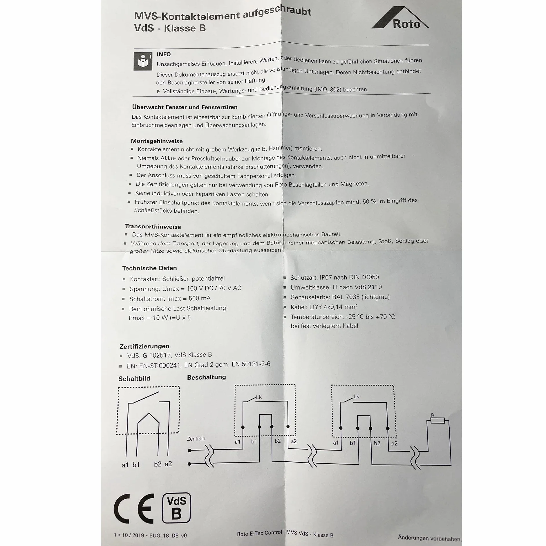 Roto Oryginalny element kontaktowy MVS 6 M VDs B