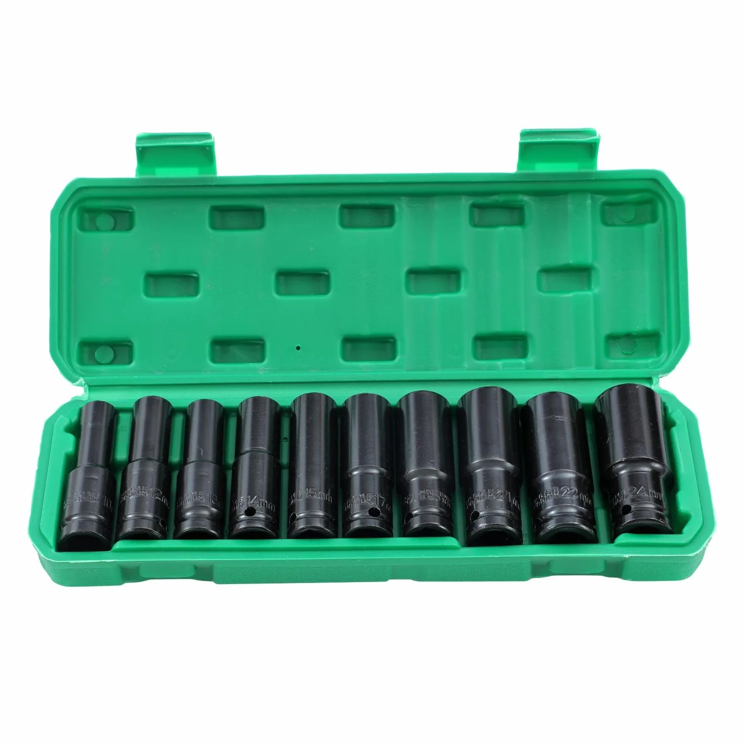 KATSU Zestaw nasadek głębokich udarowych 1/5.1 cm, 10 szt., 10 mm-24 mm, Mertic samochodowe ciężarówki, traktory, silniki, naprawa, DIY, narzędzie mechaniczne (budżet) 420444