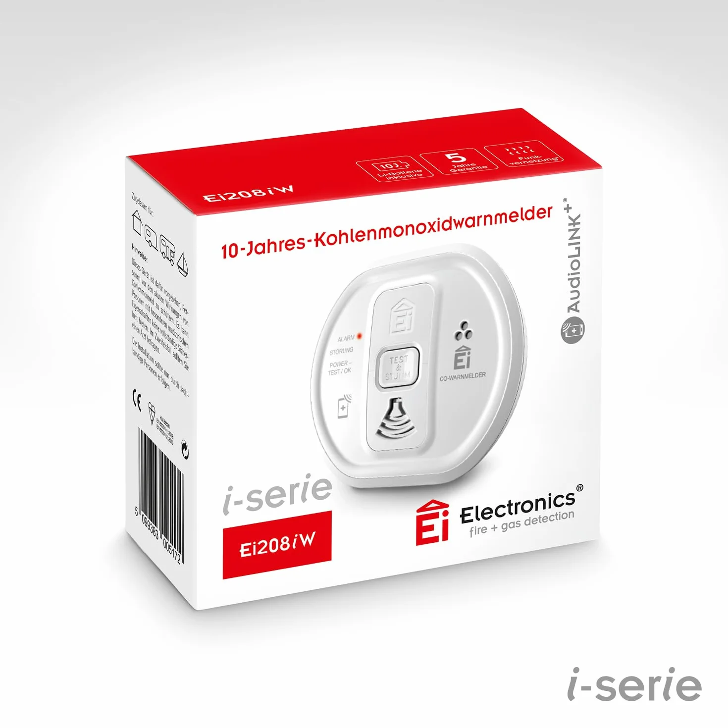 Ei Electronics czujnik tlenku węgla seria AudioLINK detektor CO bateria 10 lat