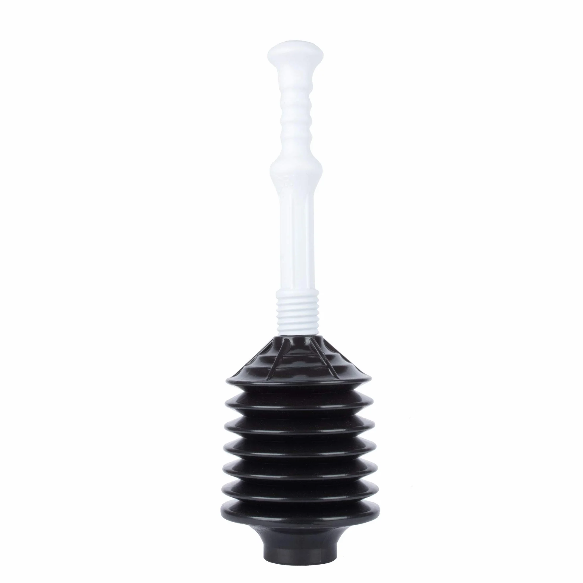 JS Jackson Supplies Przepychacz do toalety z mieszkiem akordeonowym, tłok oporowy usuwa ciężkie przeszkody z zatkanych toalet łazienkowych, mocne, uniwersalne tłoki do łazienek, biało-czarny