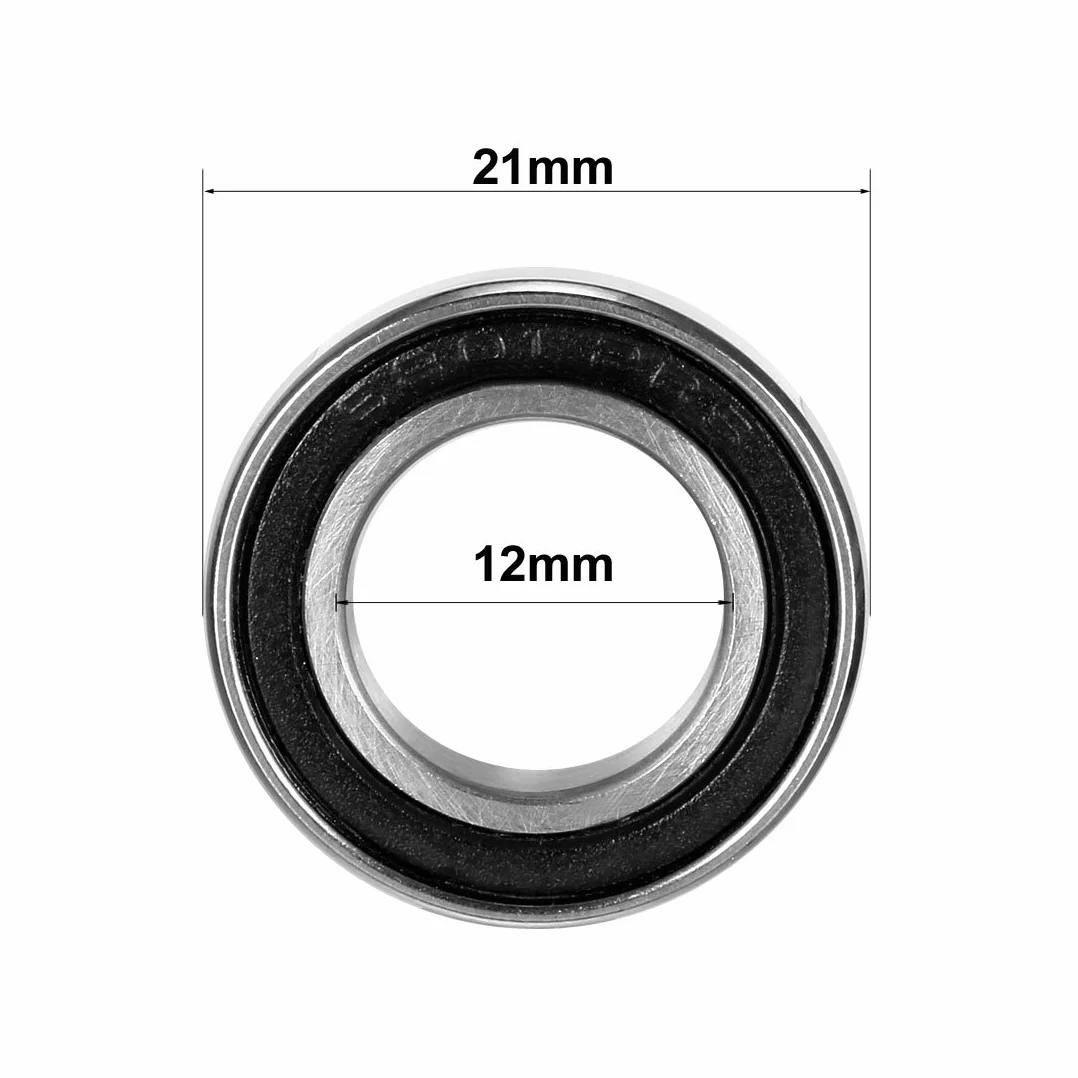 sourcing map łożysko kulkowe zwykłe 6801-2RS 12 mm x 21 mm x 5 mm stal węglowa