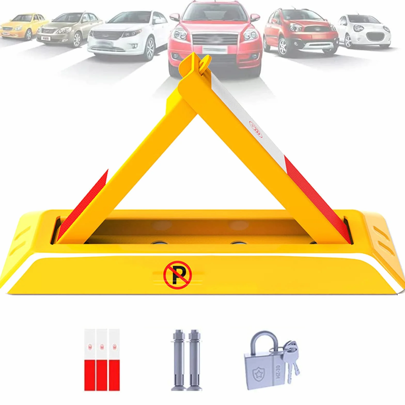 Blokada Miejsca Parkingowego, Składana Bariera Parkingowa, Słupek Parkingowy Trójkątny, Ręczna Blokada Parkingowa, Gadżety Parkingowe,48CM