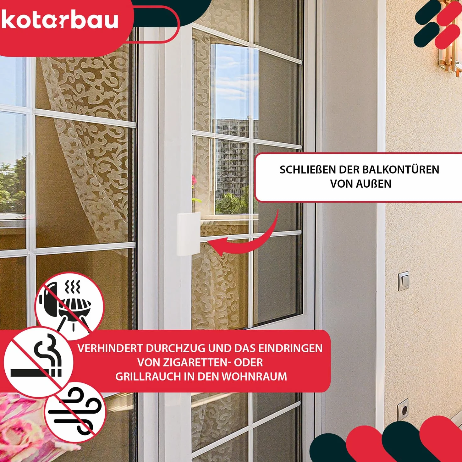 KOTARBAU Klamka do drzwi balkonowych aluminiowa biała uniwersalny uchwyt