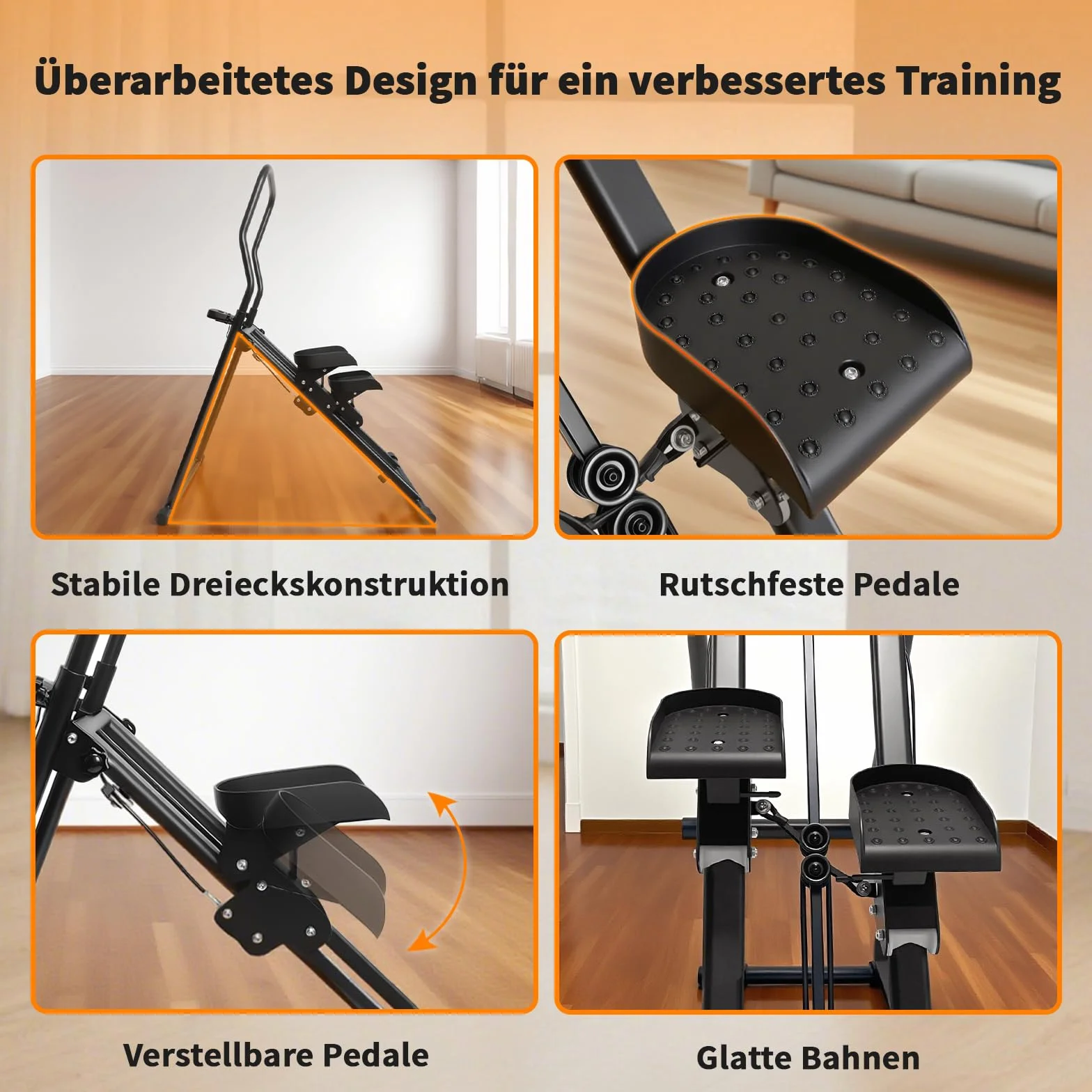 Stair Stepper do domu: Stairmaster do domu | urządzenie fitness do wspinaczki schodów | kompaktowy składany stepper cardio Fitness – regulowane kierownice/pedały i wyświetlacz LCD (A)