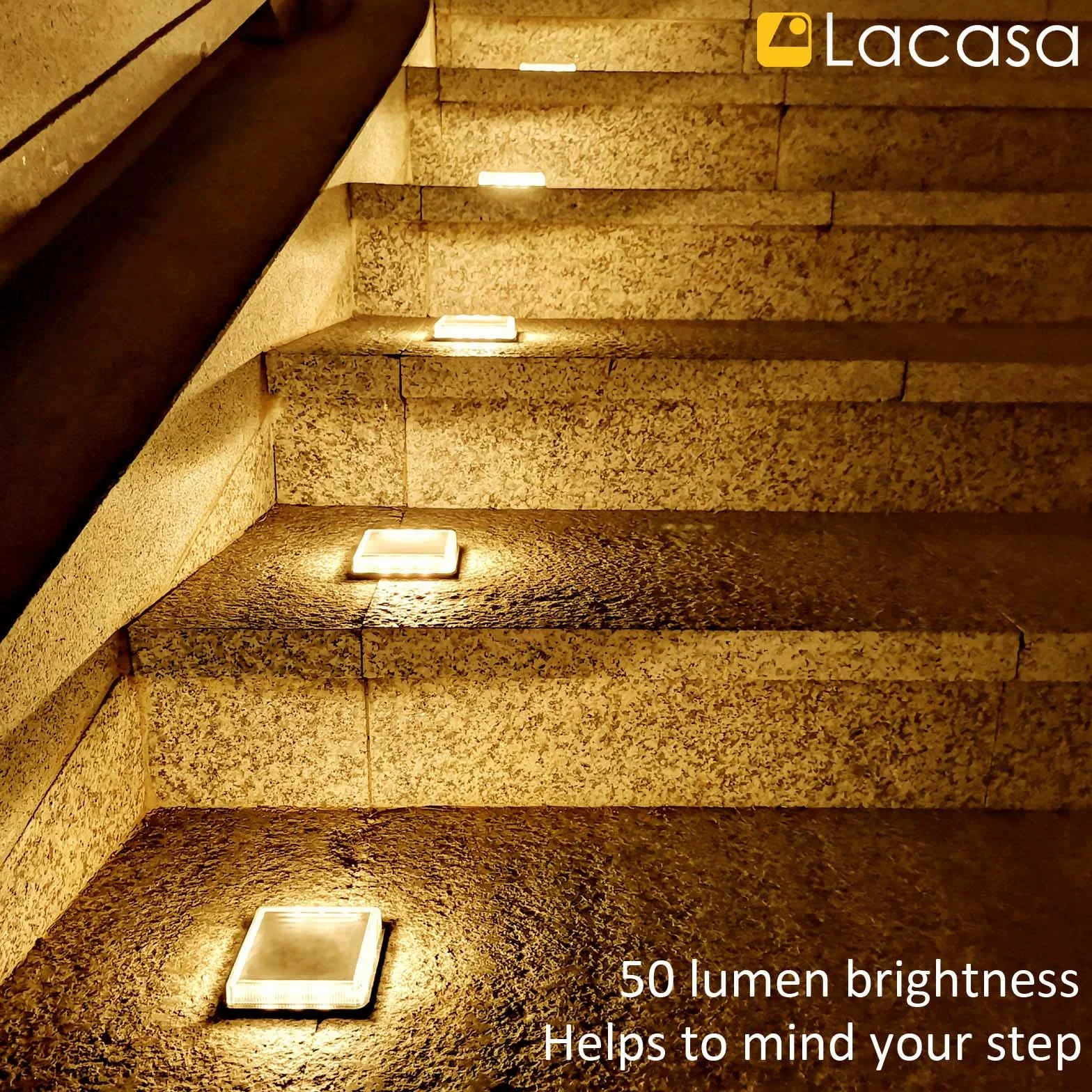 Lacasa 4 szt. Solar Lights, IP68, automatyczne włączanie/wyłączanie, oświetlenie do ścieżek ogrodowych, tarasów, schodów, patio