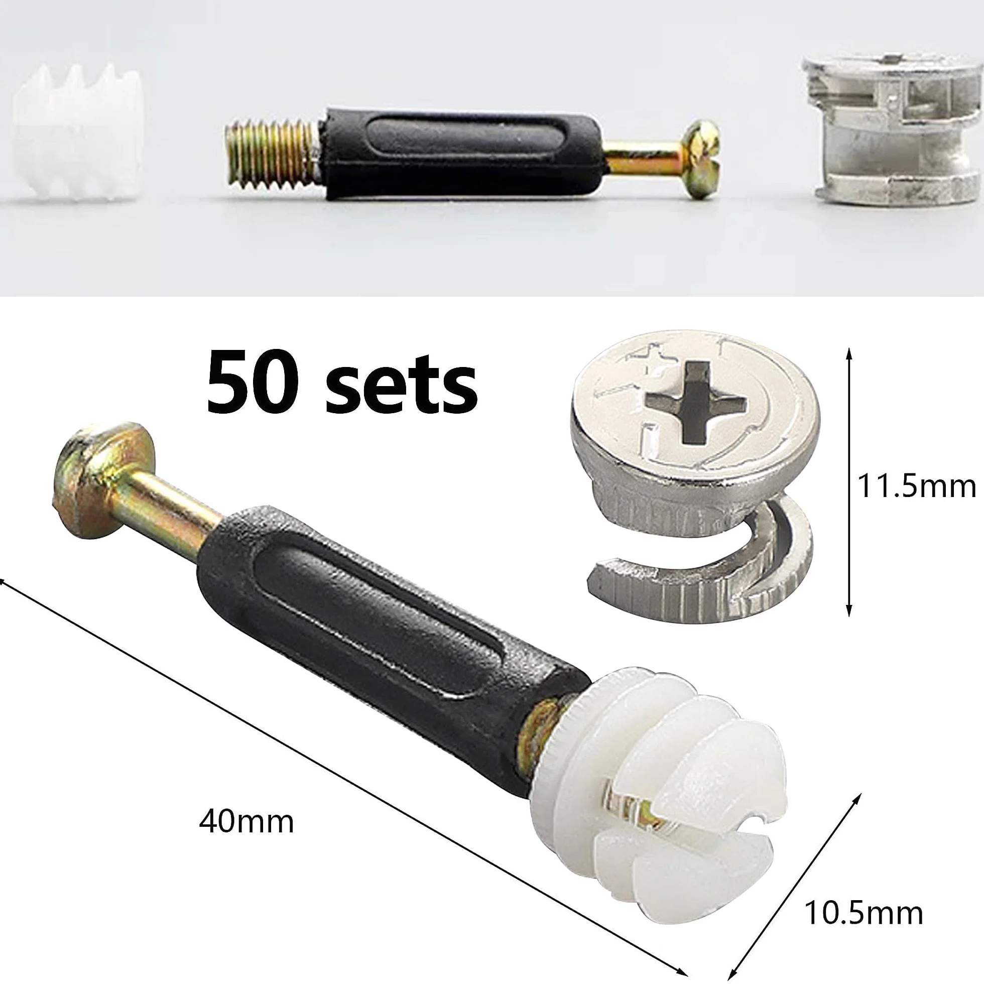 50 zestawów łączników meblowych M15 M6 x 40 mm do szafki komody