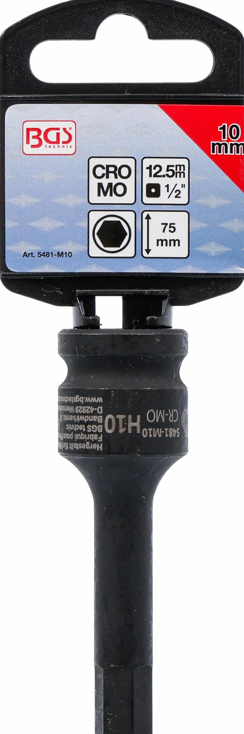 BGS 5481-M10 Nasadka udarowa do bitów 75 mm 12,5 mm (1/2") gniazdo sześciokątne 10 mm