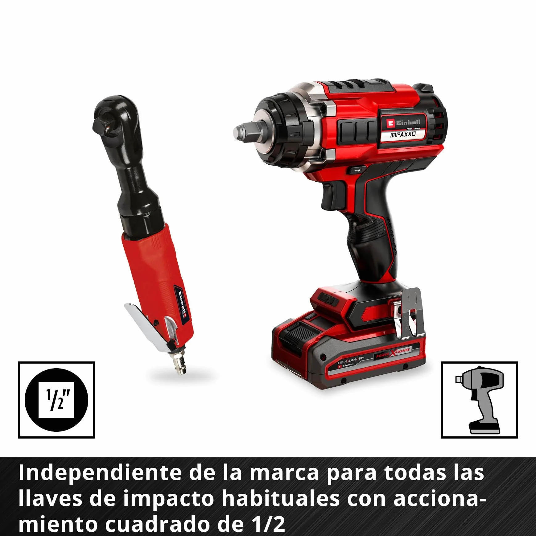 Einhell zestaw nasadek udarowych 3-częściowy CrMo ½" 80 mm 17/19/21 mm