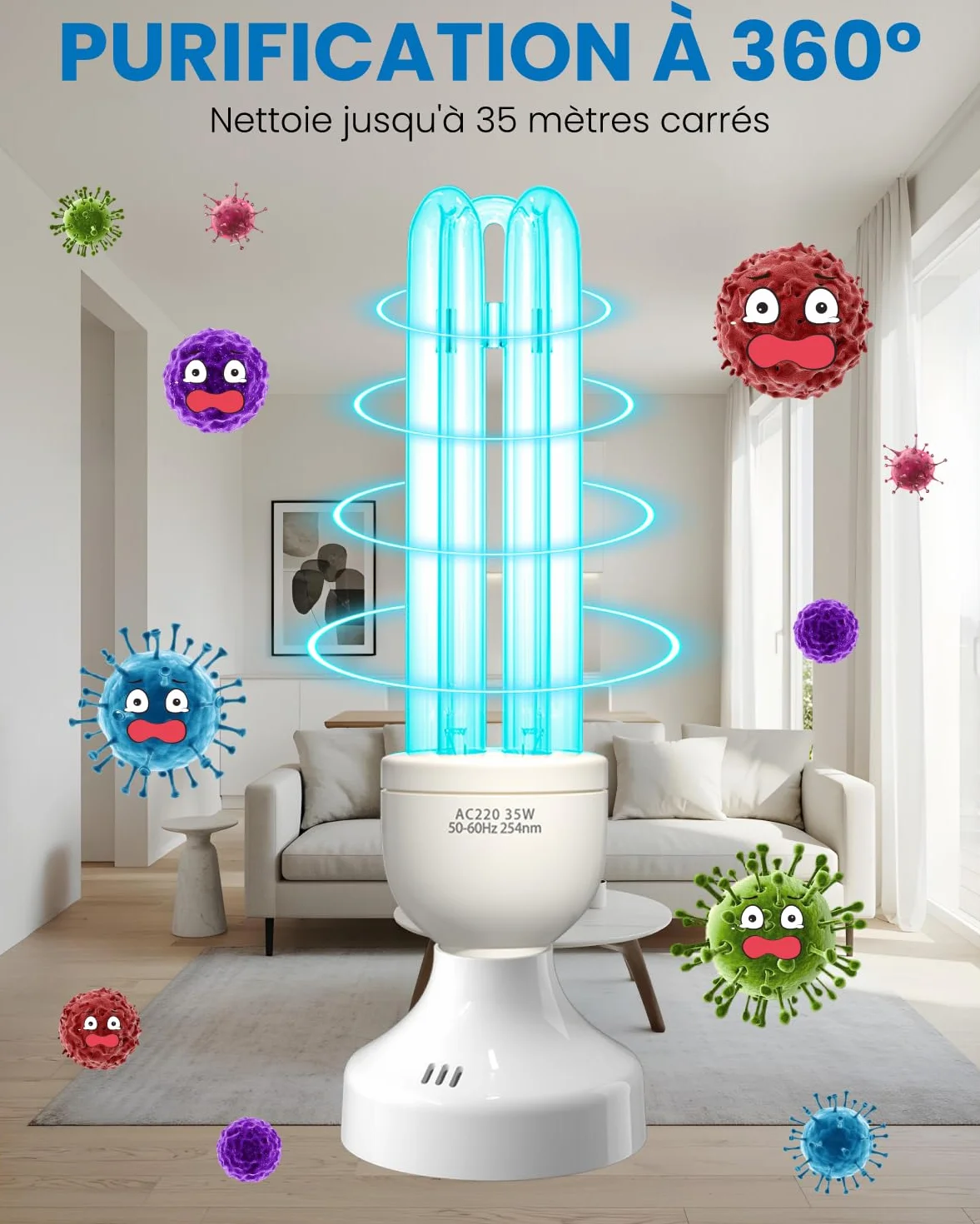 Lampa bakteriobójcza 35 W UV ozonowa z pilotem i timerem 220-240 V