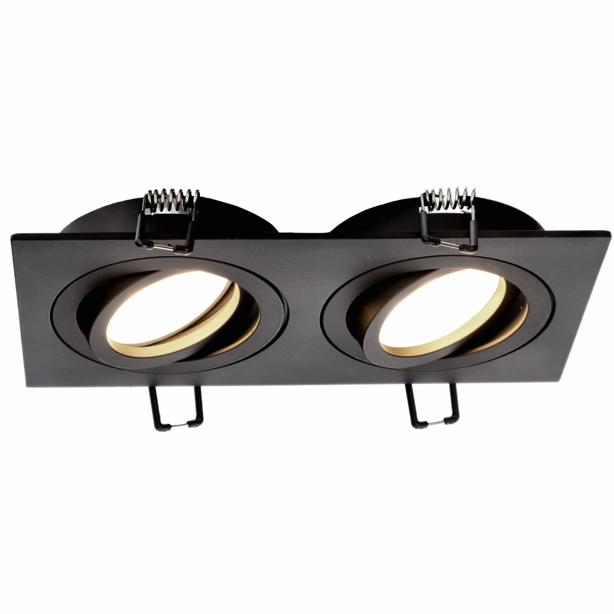 EDO Reflektor Podtynkowy 35W Czarny Kwadrat Podwójny Regulowany CERI - Oprawa Sufitowa Wpuszczana GU10 Aluminiowa