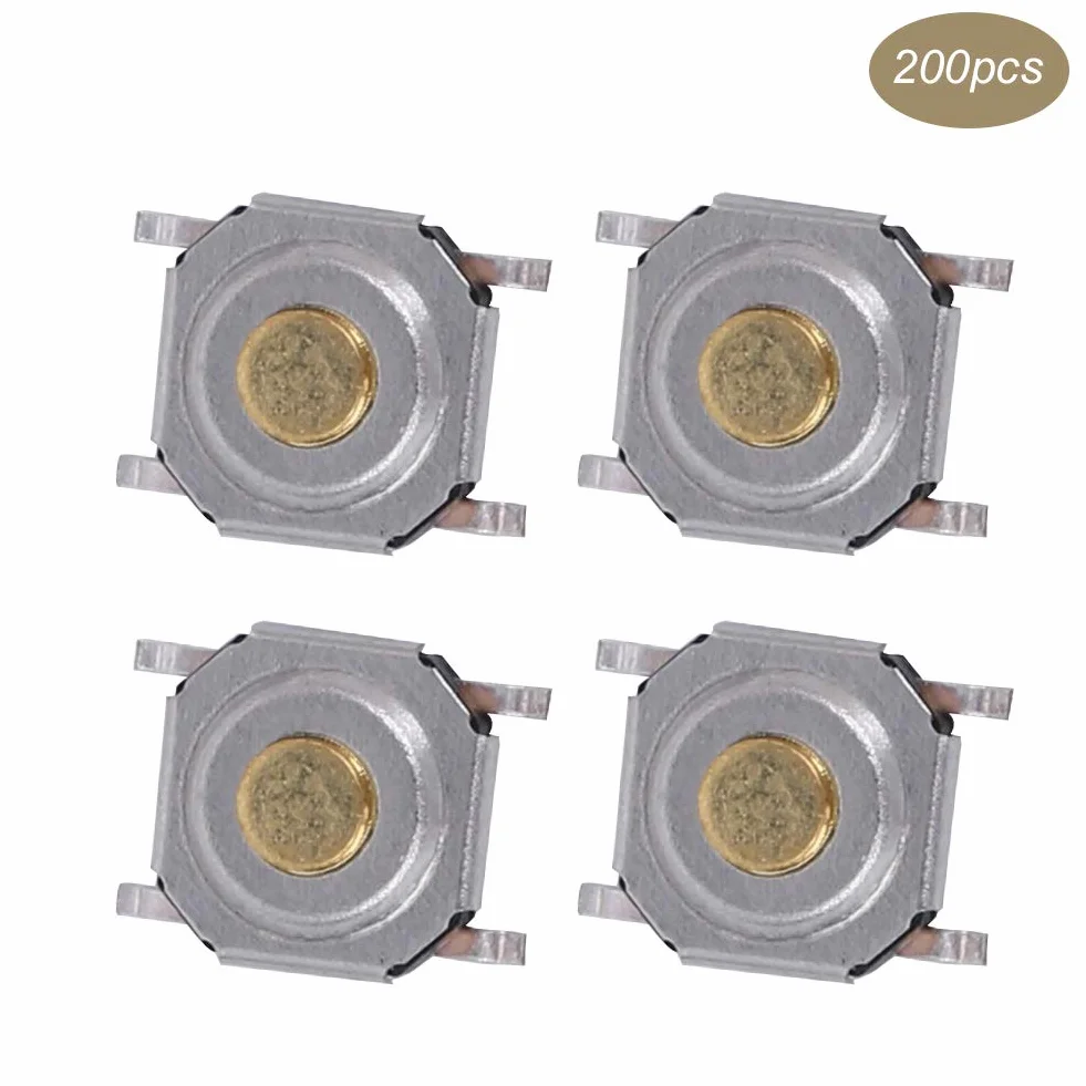 Dotykowy wyłącznik przyciskowy mosiężna głowica SMD 4 mm x 4 mm x 1,5 mm 0-440 V 4-biegunowy 200 sztuk