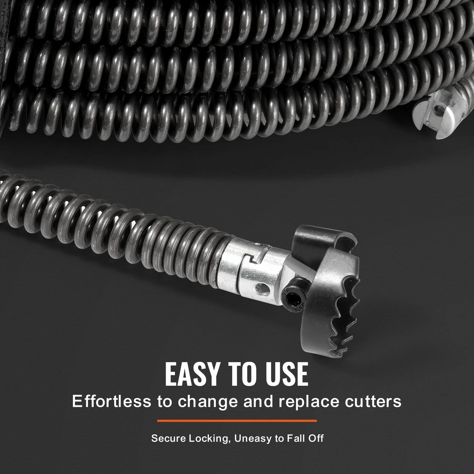 VEVOR Spirala do czyszczenia rur 20 m x 16 mm, kabel z 7 nożami do rur 20-100 mm