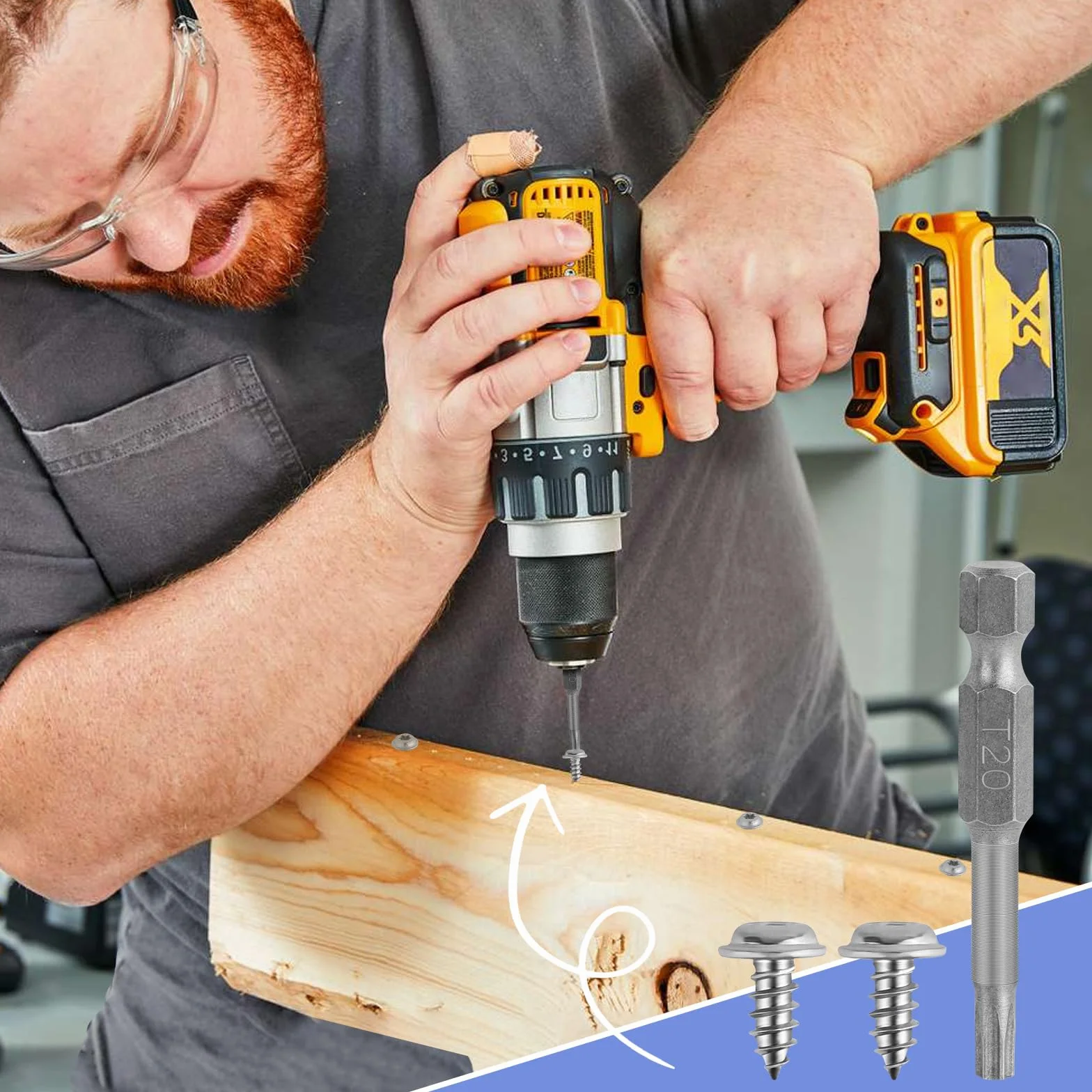 Wkręty samogwintujące ze stali nierdzewnej Torx M4 x 10 mm, 100 sztuk z śrubokrętem T20