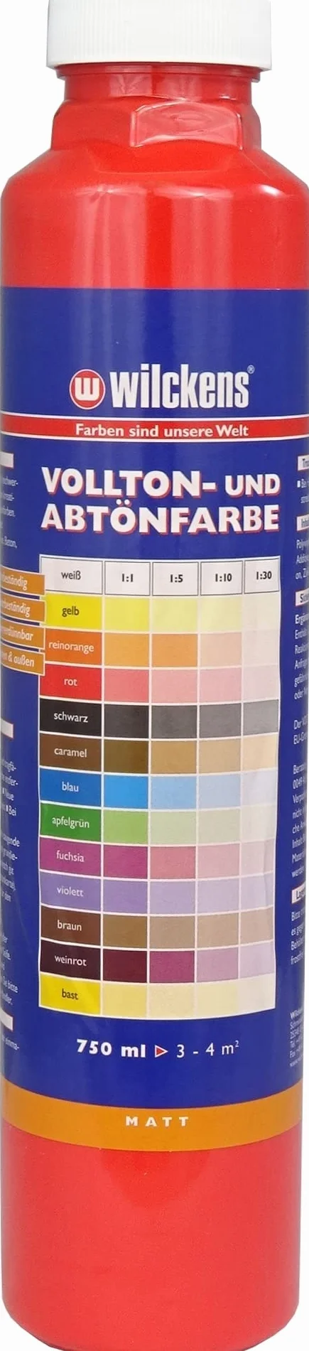 Farba ścierna matowa 750 ml czerwony – jednolity kolor, 14 kolorów do wyboru