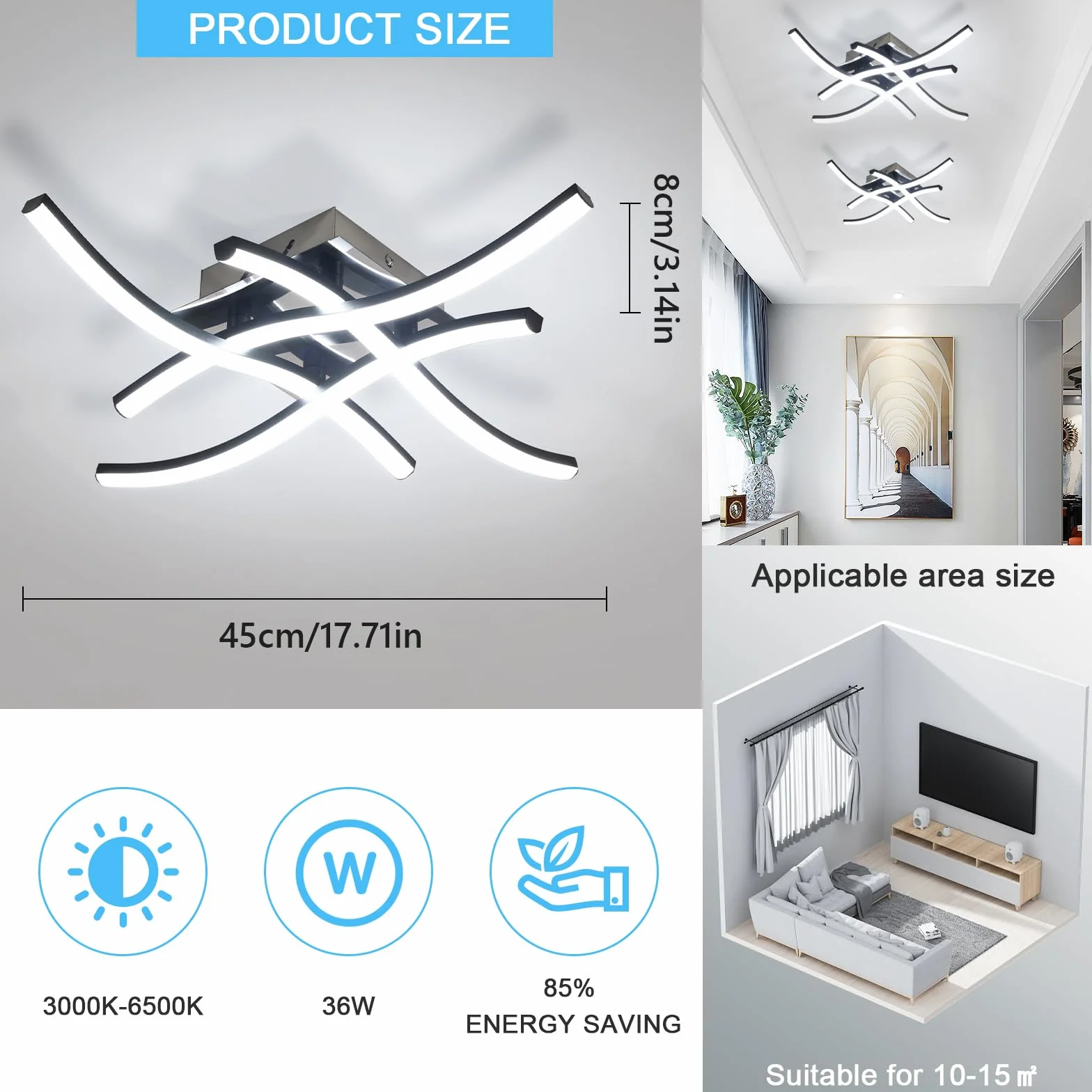 Lampa sufitowa LED 28W z pilotem 3000K-6500K 4 listwy świetlne