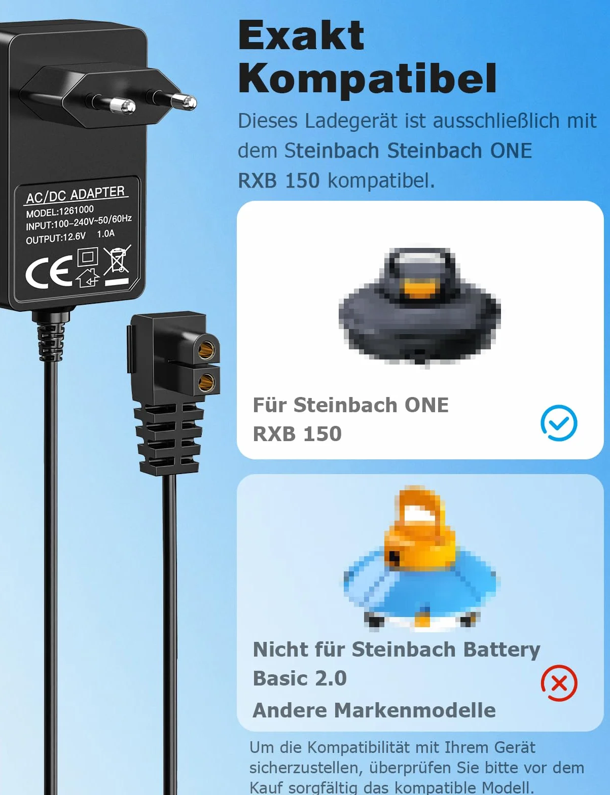 Mellbree Ładowarka do robota basenowego Steinbach ONE RXB 150, przewód zasilający 2 m