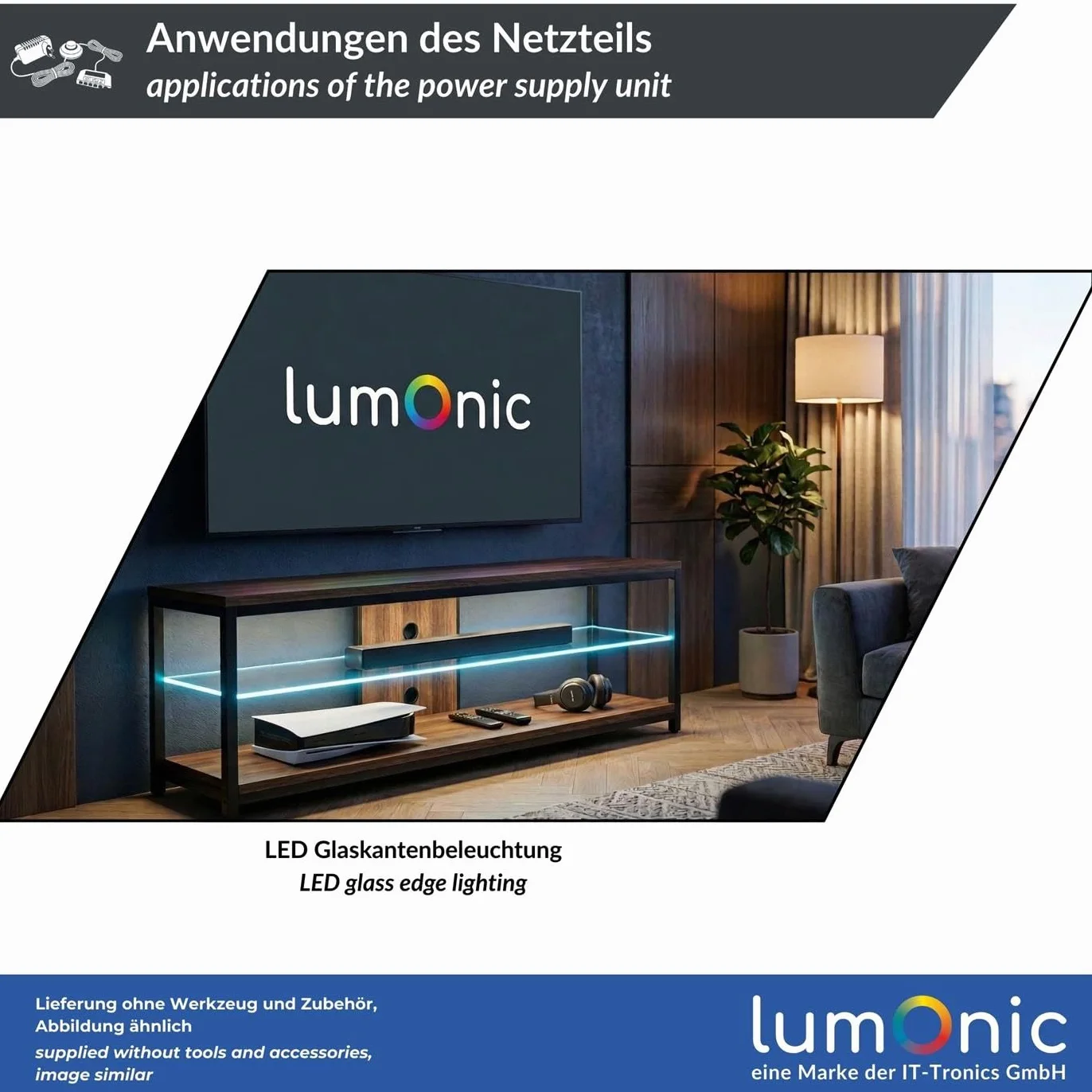 Lumonic Zasilacz LED 12V 18W 340cm Plug & Play z przelacznikiem noznym 6-droznym rozdzielaczem