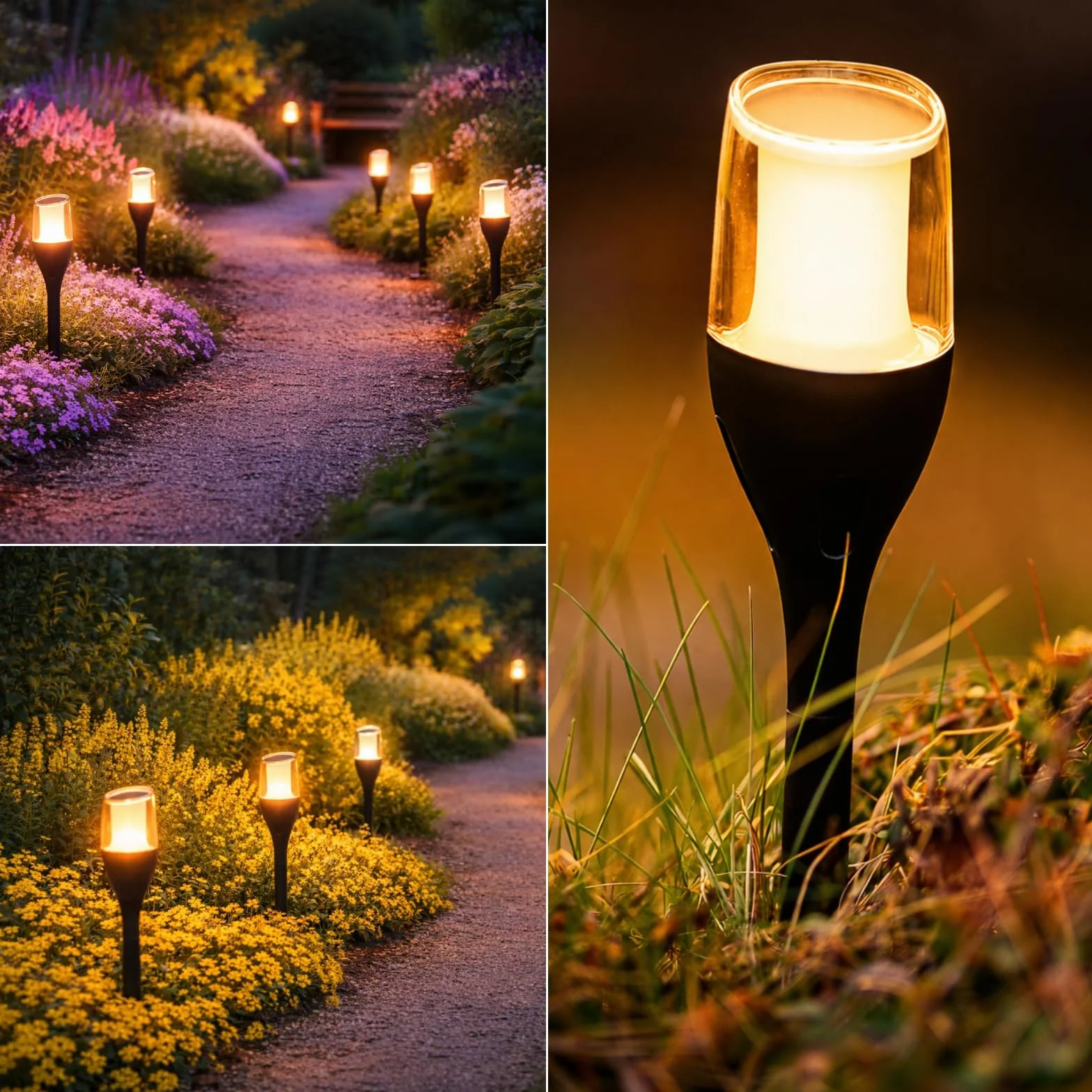LUMILED Solarna pochodnia ogrodowa zestaw 4 lamp solarnych 64,5 cm IP65 LED migoczący płomień efekt płomienia