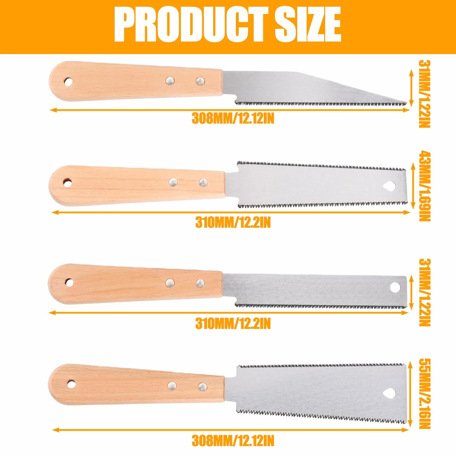 Japońska piła ręczna 15 cm 11/17 TPI dwuostrzowa do drewna precyzyjna 4 sztuki