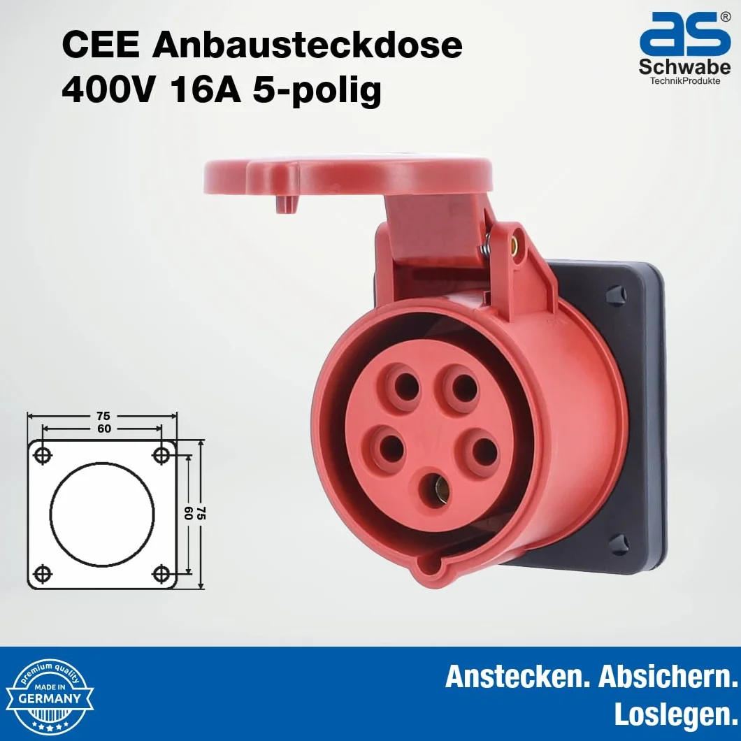 Schwabe 60440 CEE Skrzynka Montażowa 400V 16A 5-Biegunowy 6H 75mm