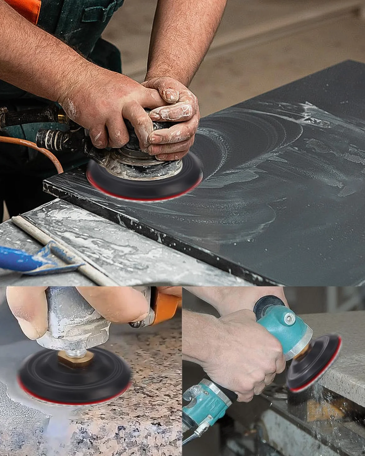 Zestaw ściernic diamentowych na mokro 14 sztuk 100mm podkładki polerskie M14 gumowa płyta podstawowa do polerka granit kamień beton 2 wełniane podkładki grit 50#-8000#