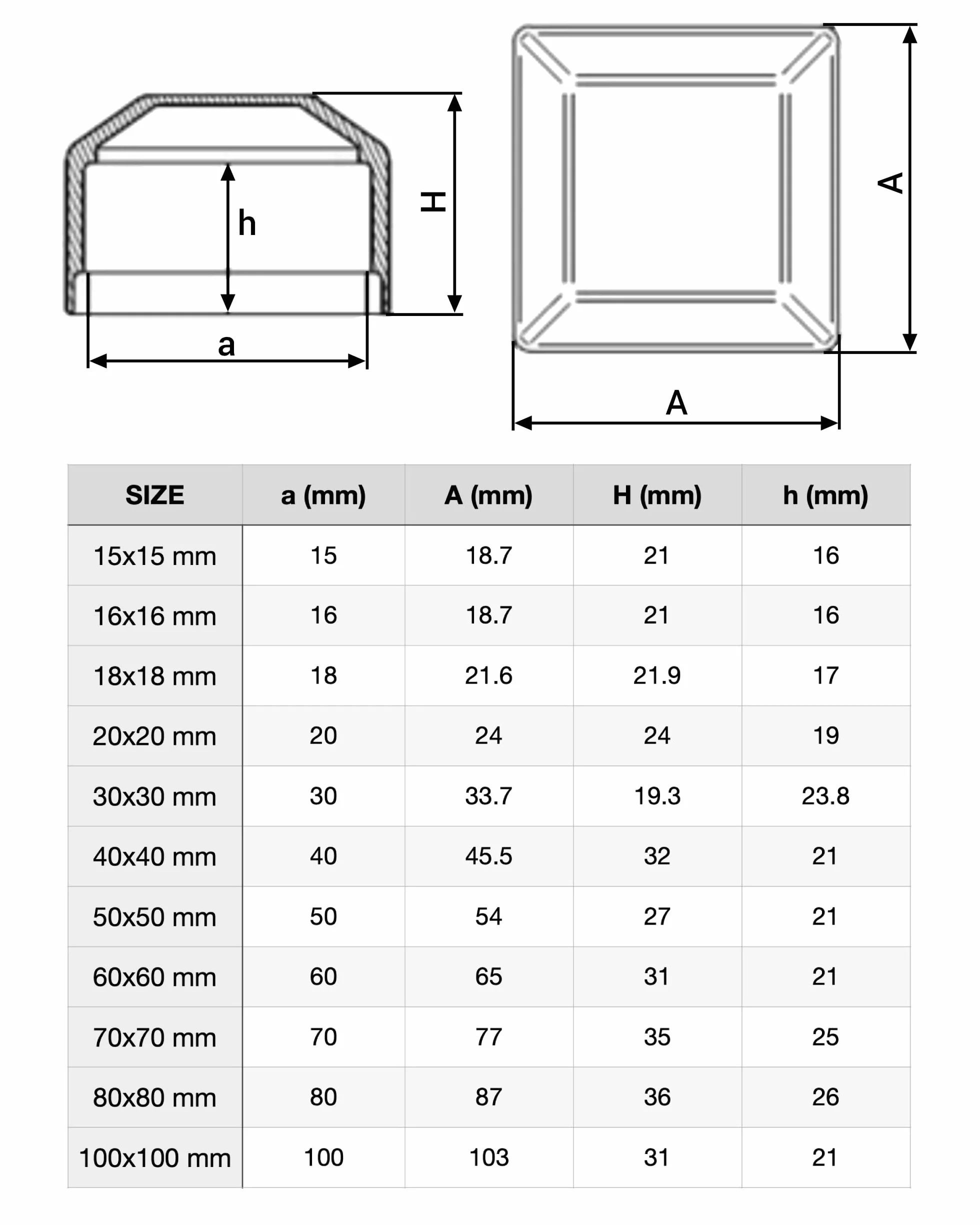 Zaślepki słupków ogrodzeniowych kwadratowe 60 x 60 mm brązowe RAL 8028 plastikowe SKIR'CO 30 szt.