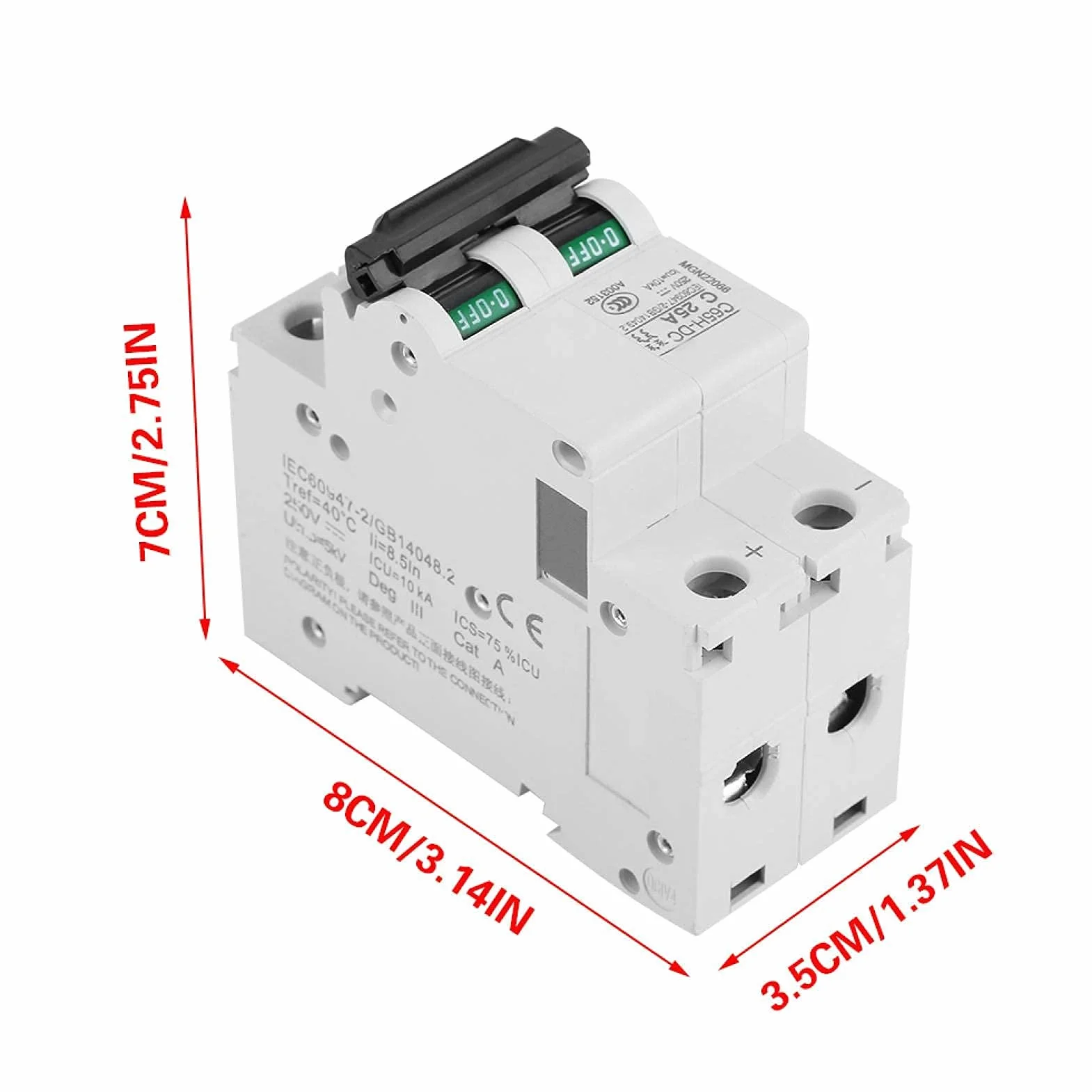 MCB miniaturowy przerywacz 2P 25A DC niskiego napięcia 250V wyłącznik próżniowy