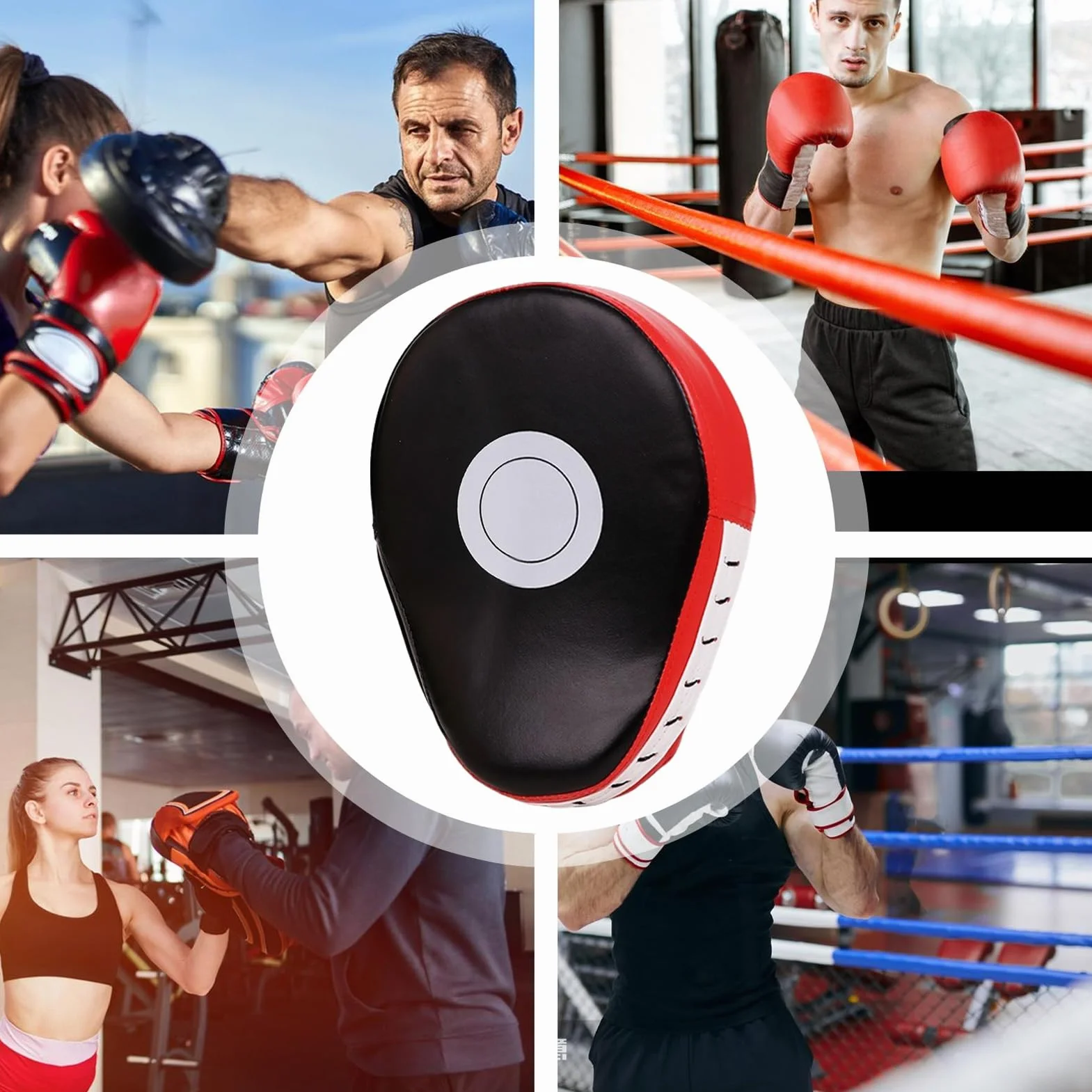 Boxing Pads, Mma Mitts, Kick Shield, Shock-Absorbing Curved Design, Pu Leather Durable Build, Training for Adults Kids Martial Arts, Martial Training, 10x7x2