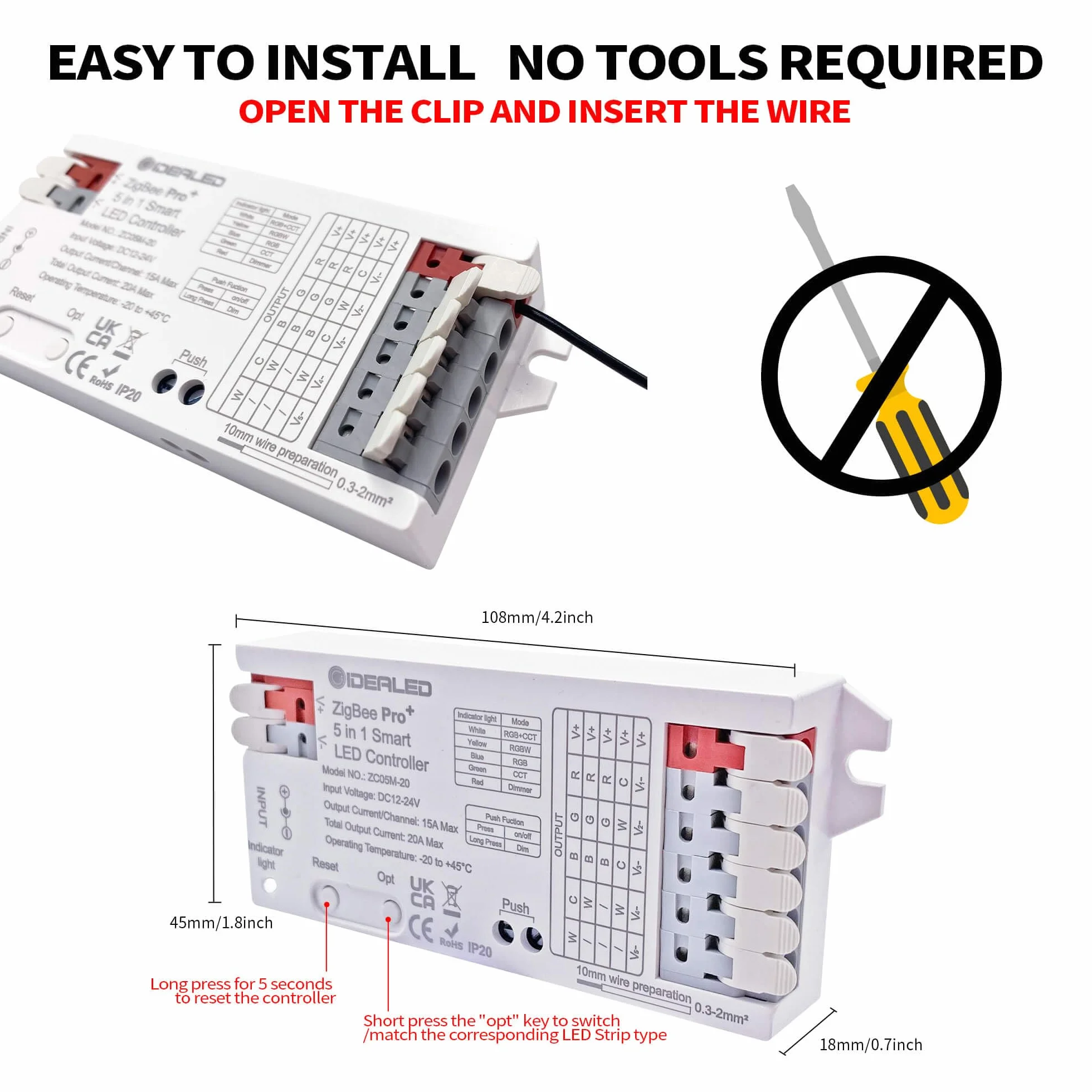 Inteligentny kontroler taśm LED 5 w 1 ZigBee 3.0 Pro RGBCCT RGBW RGB CCT, kompatybilny z TUYA Echo Plus, sterowanie głosem