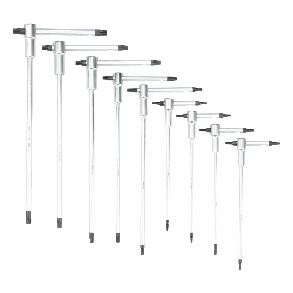 Hoteche zestaw kluczy Torx T8-T40 CRV chromowo-wanadowy chromowany matowy z uchwytem T